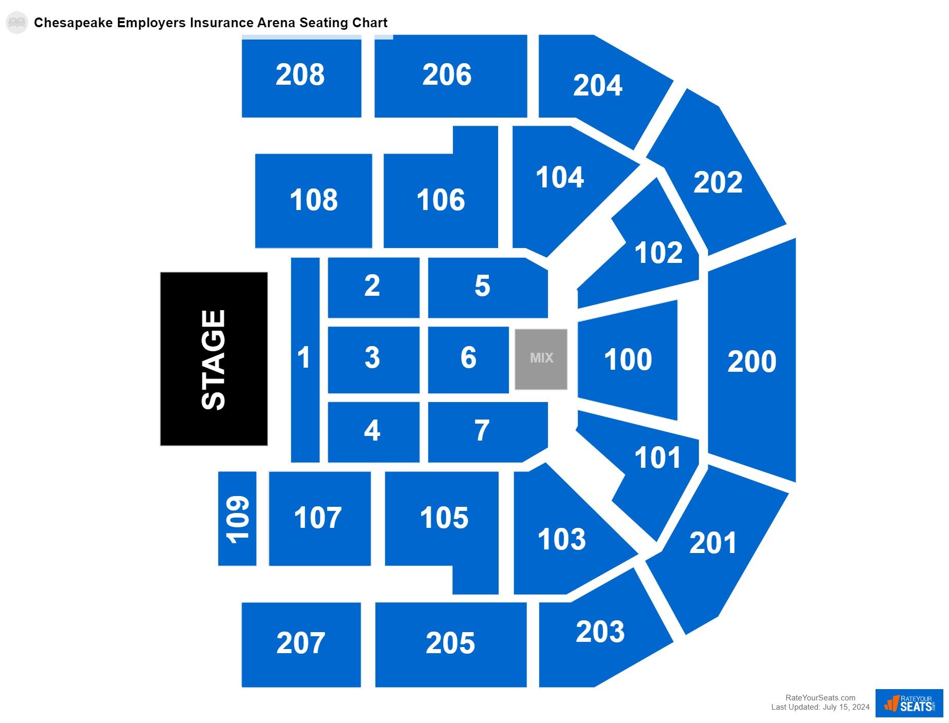 Concert seating chart at Chesapeake Employers Insurance Arena