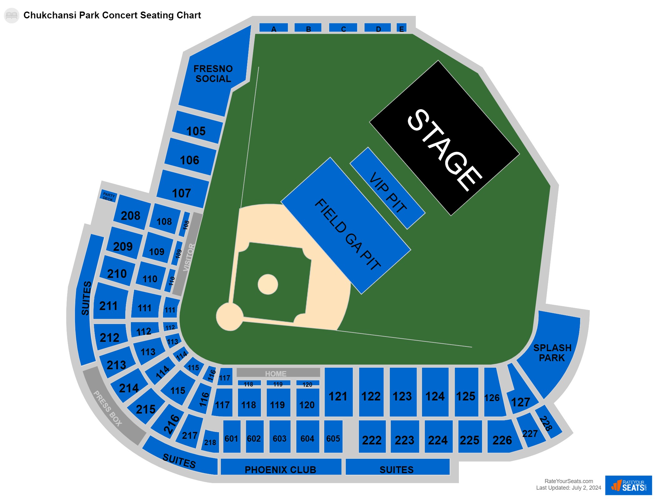 Concert seating chart at Chukchansi Park