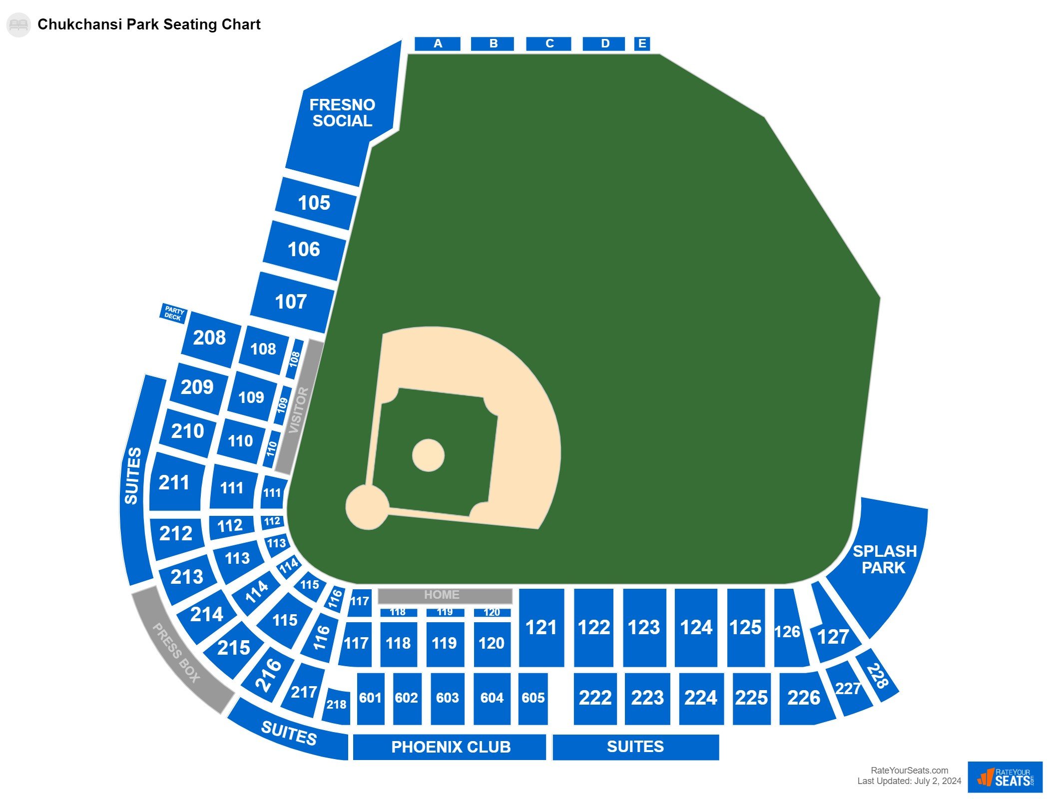 Baseball seating chart at Chukchansi Park