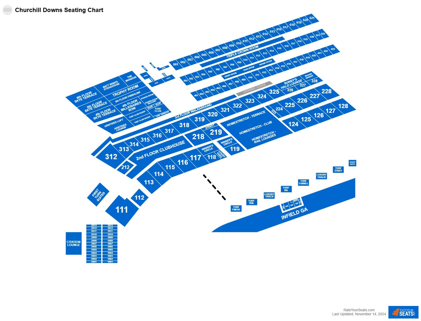 Horse Racing seating chart at Churchill Downs