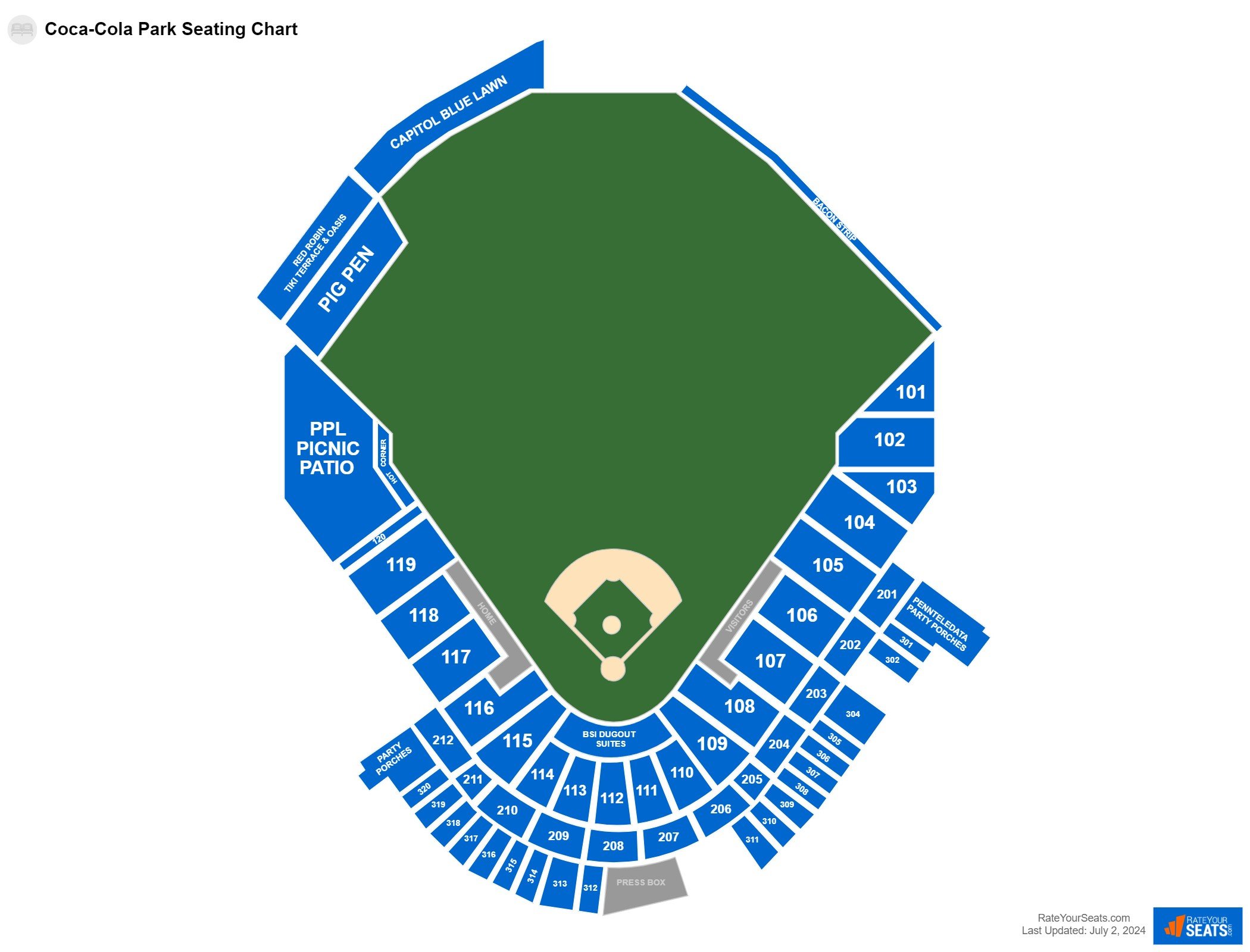 Baseball seating chart at Coca-Cola Park