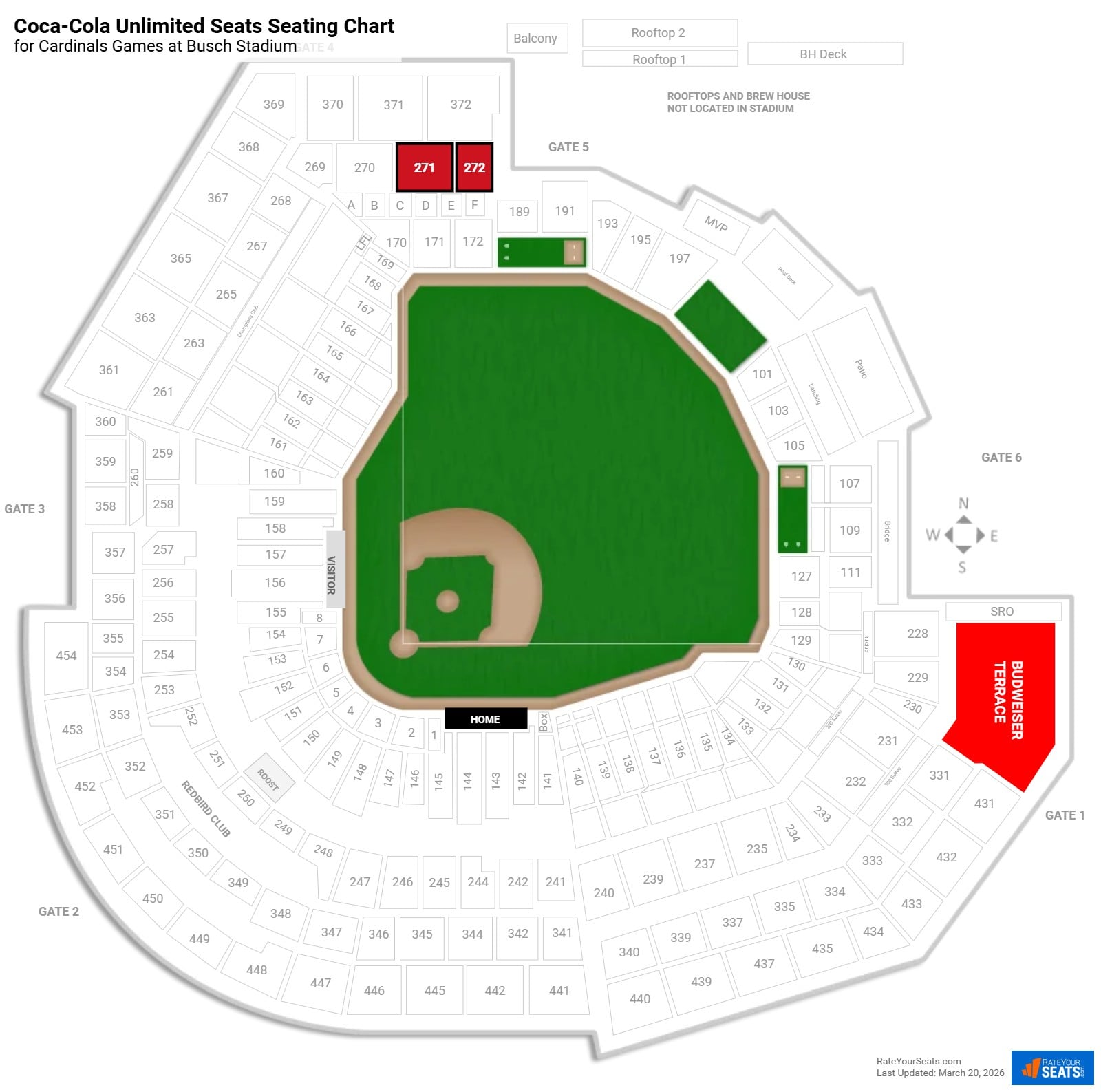 click to enlarge Cardinals Coca-Cola Unlimited Seats Seating Chart at Busch Stadium