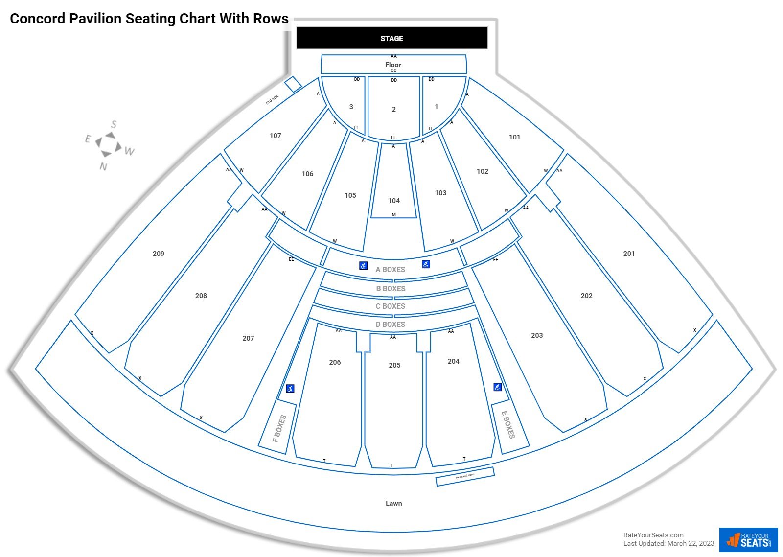 Concord Pavilion Seating Chart With Rows 