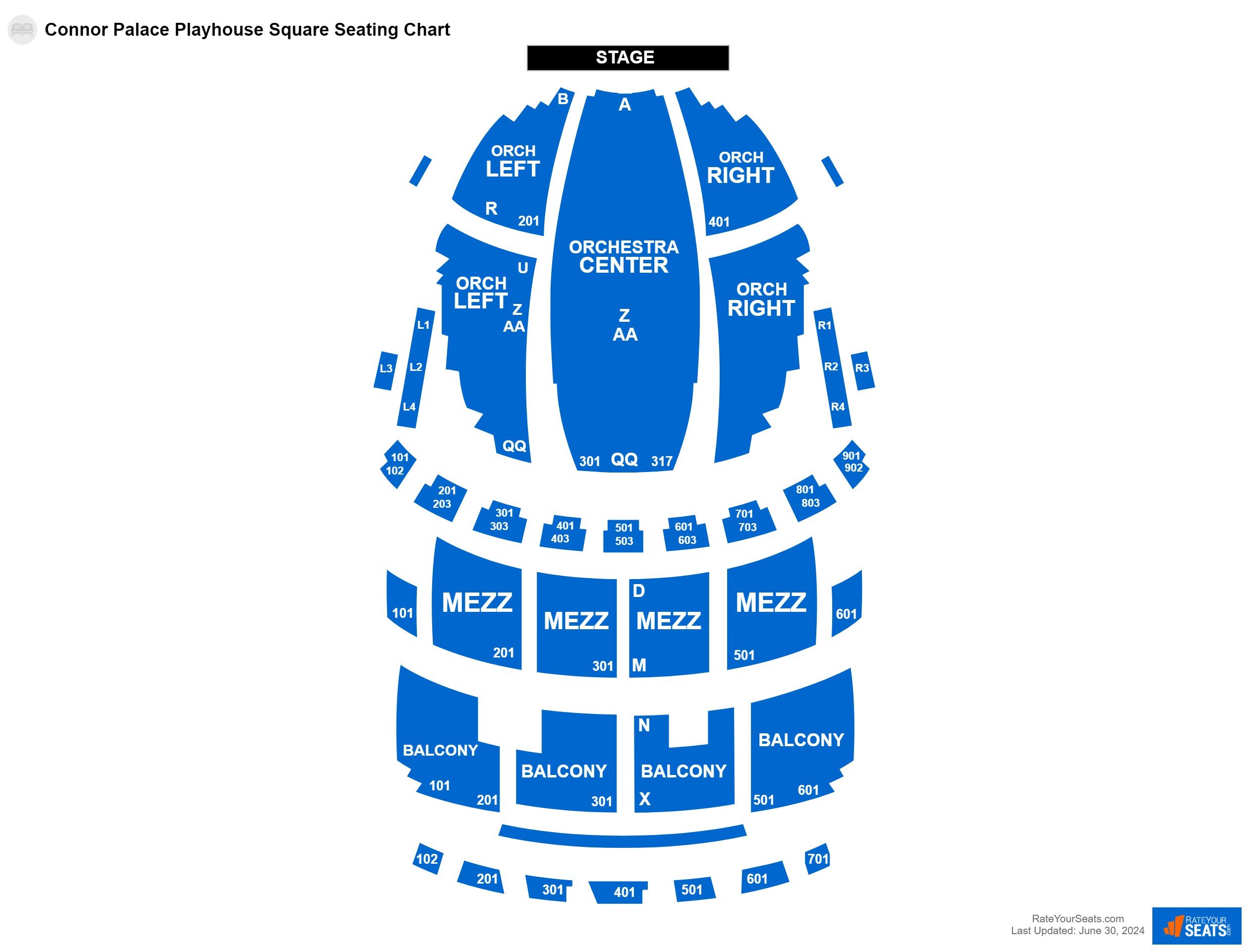 Comedy seating chart at Connor Palace Playhouse Square