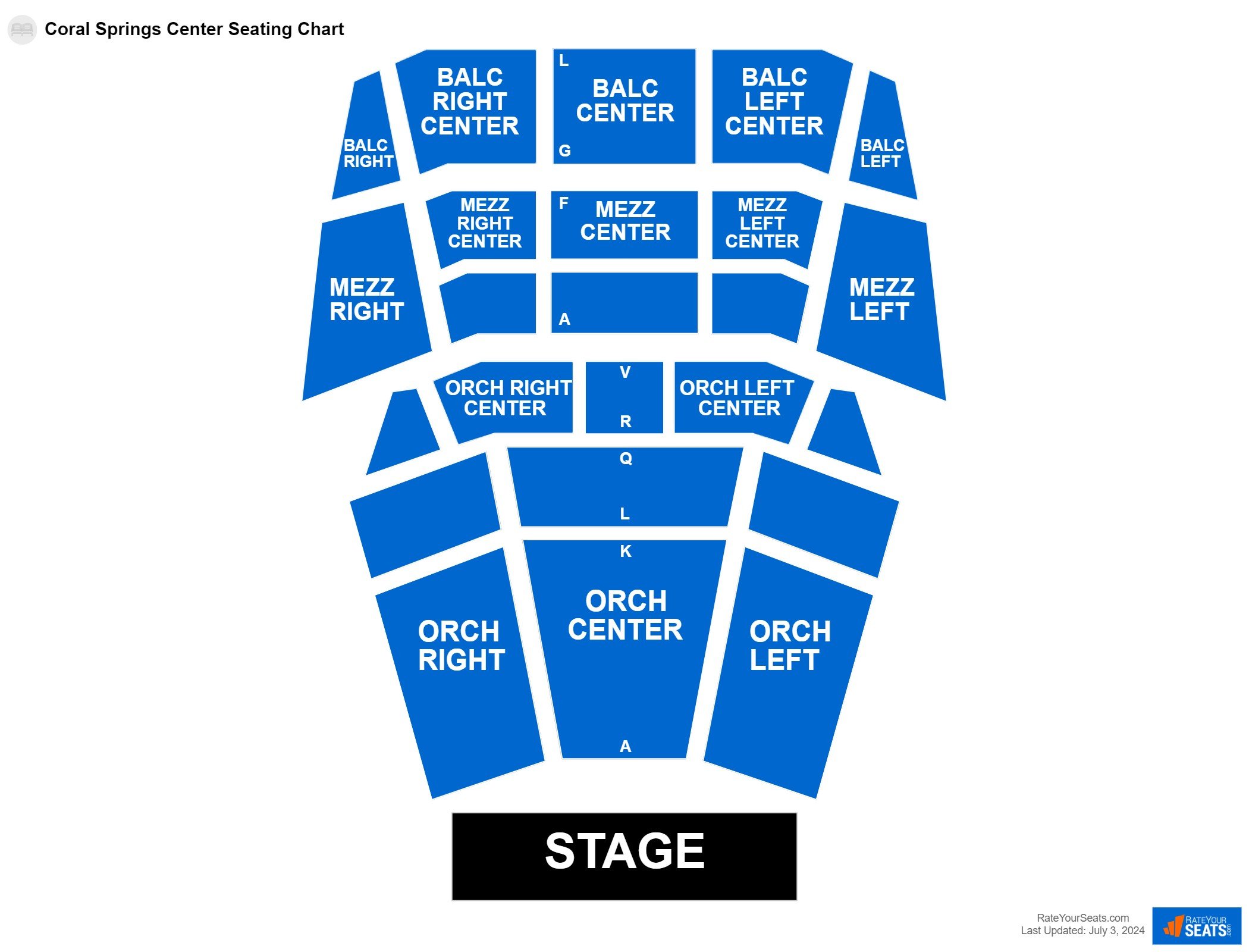 Comedy seating chart at Coral Springs Center