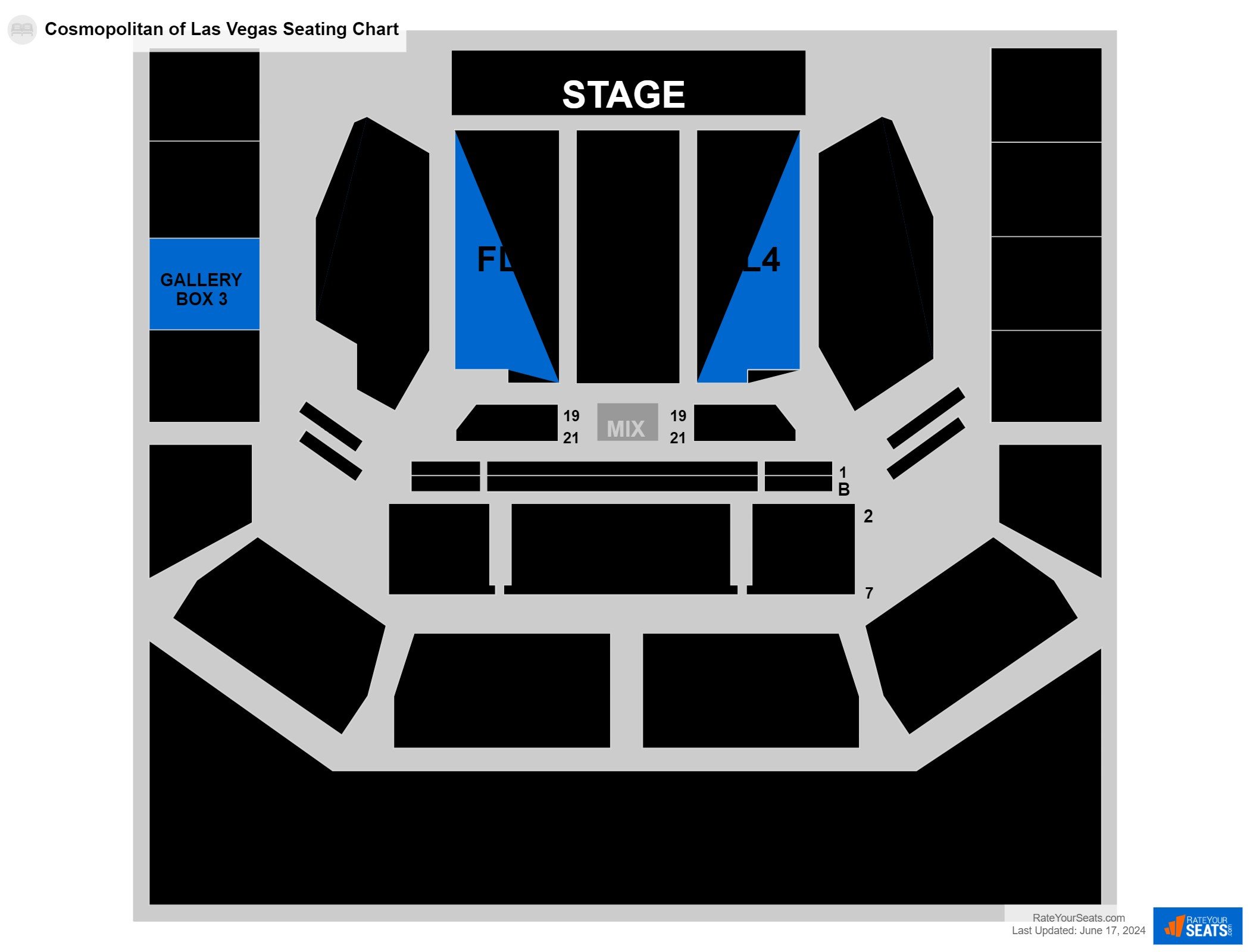 Comedy seating chart at Cosmopolitan of Las Vegas