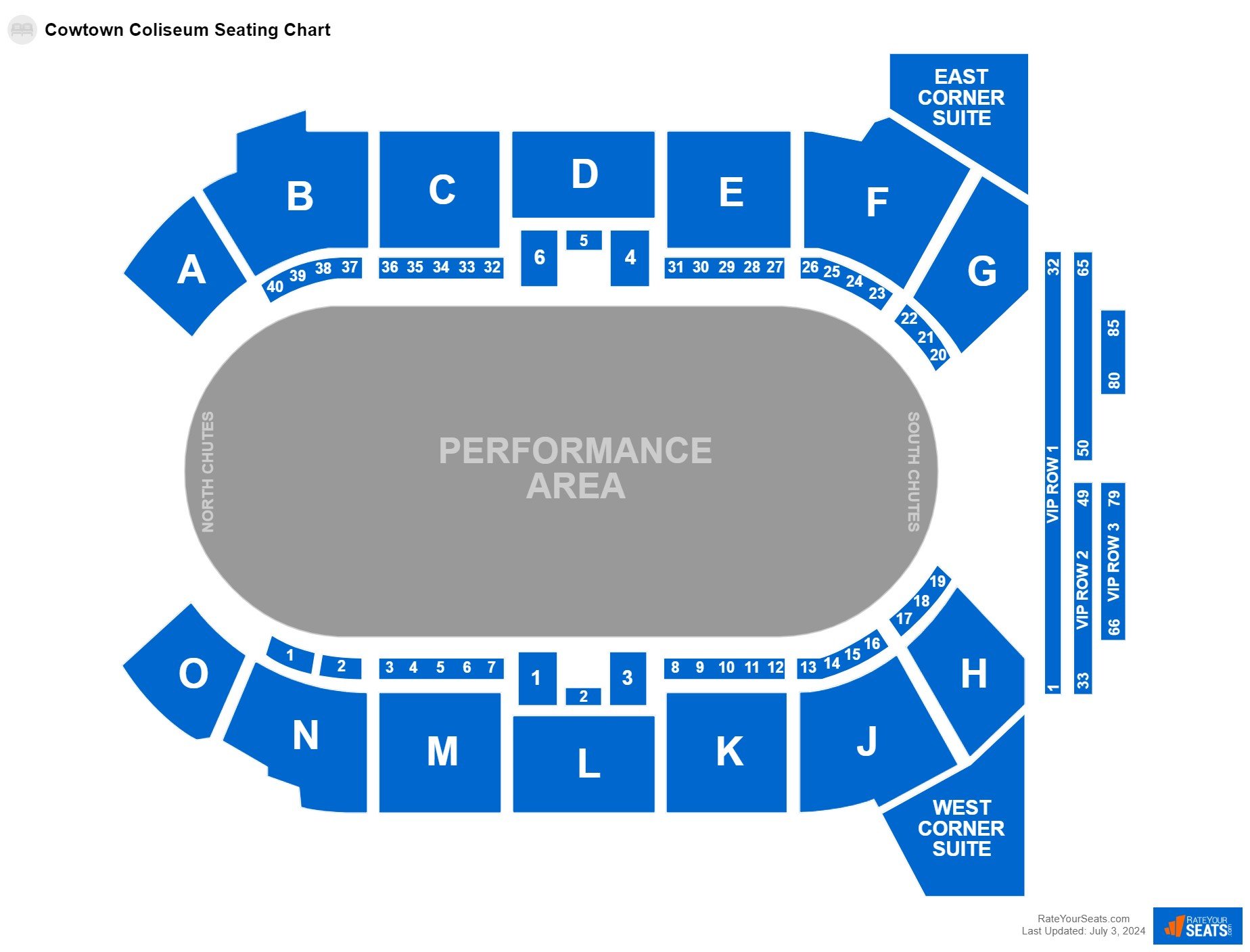 Concert seating chart at Cowtown Coliseum