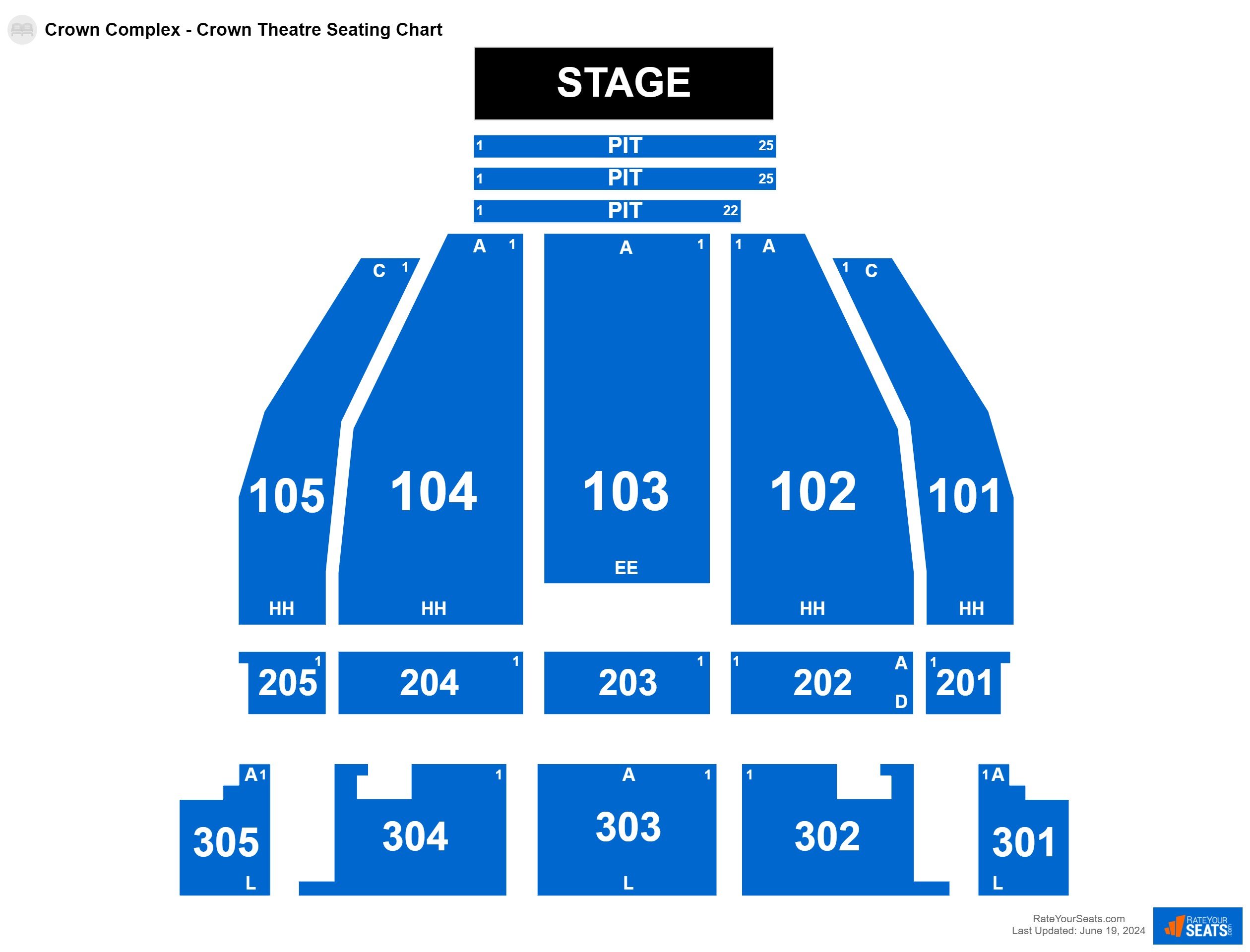 Comedy seating chart at Crown Complex - Crown Theatre