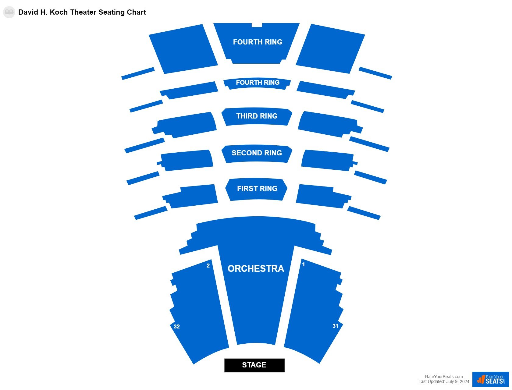 Concert seating chart at David H. Koch Theater