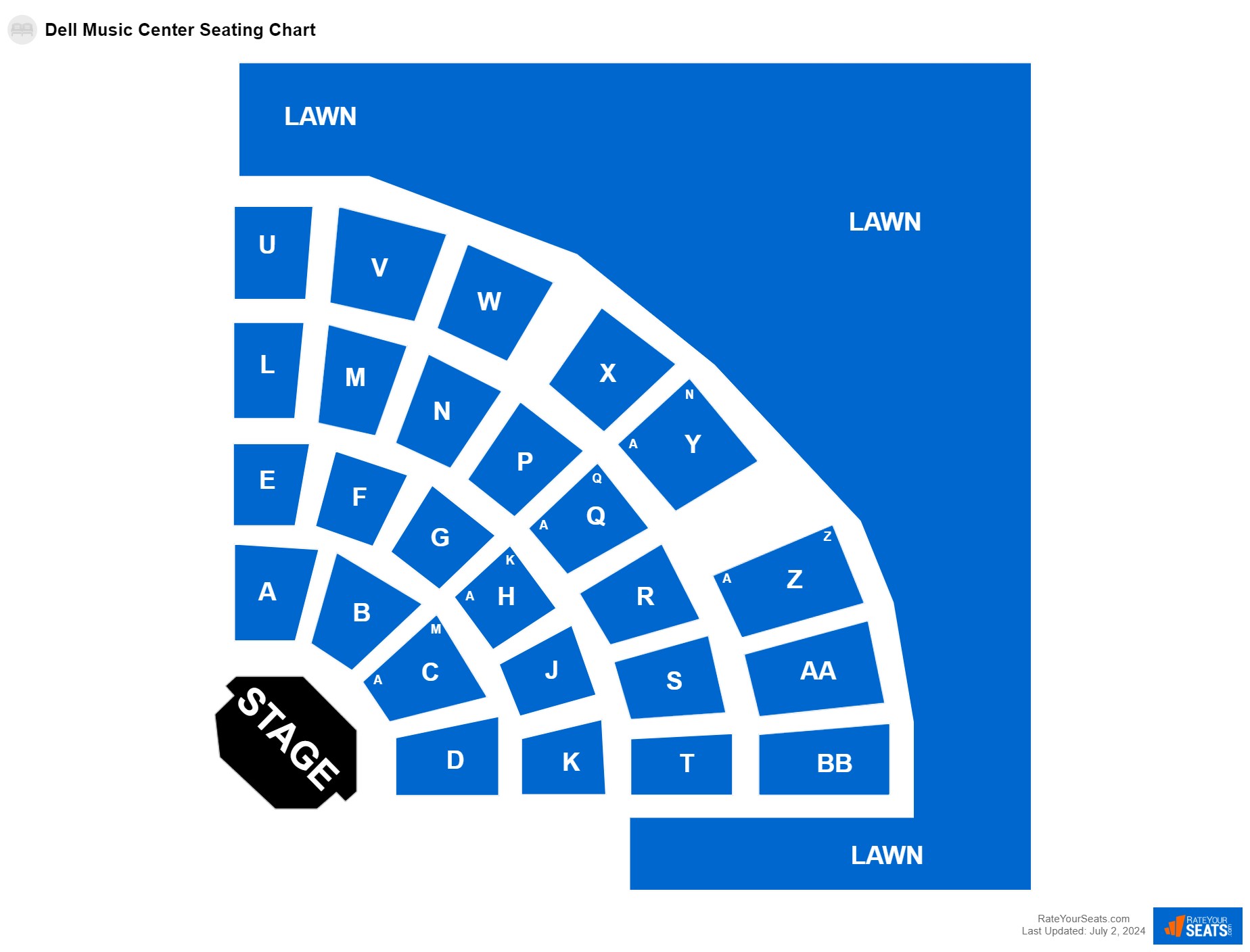 Concert seating chart at Dell Music Center