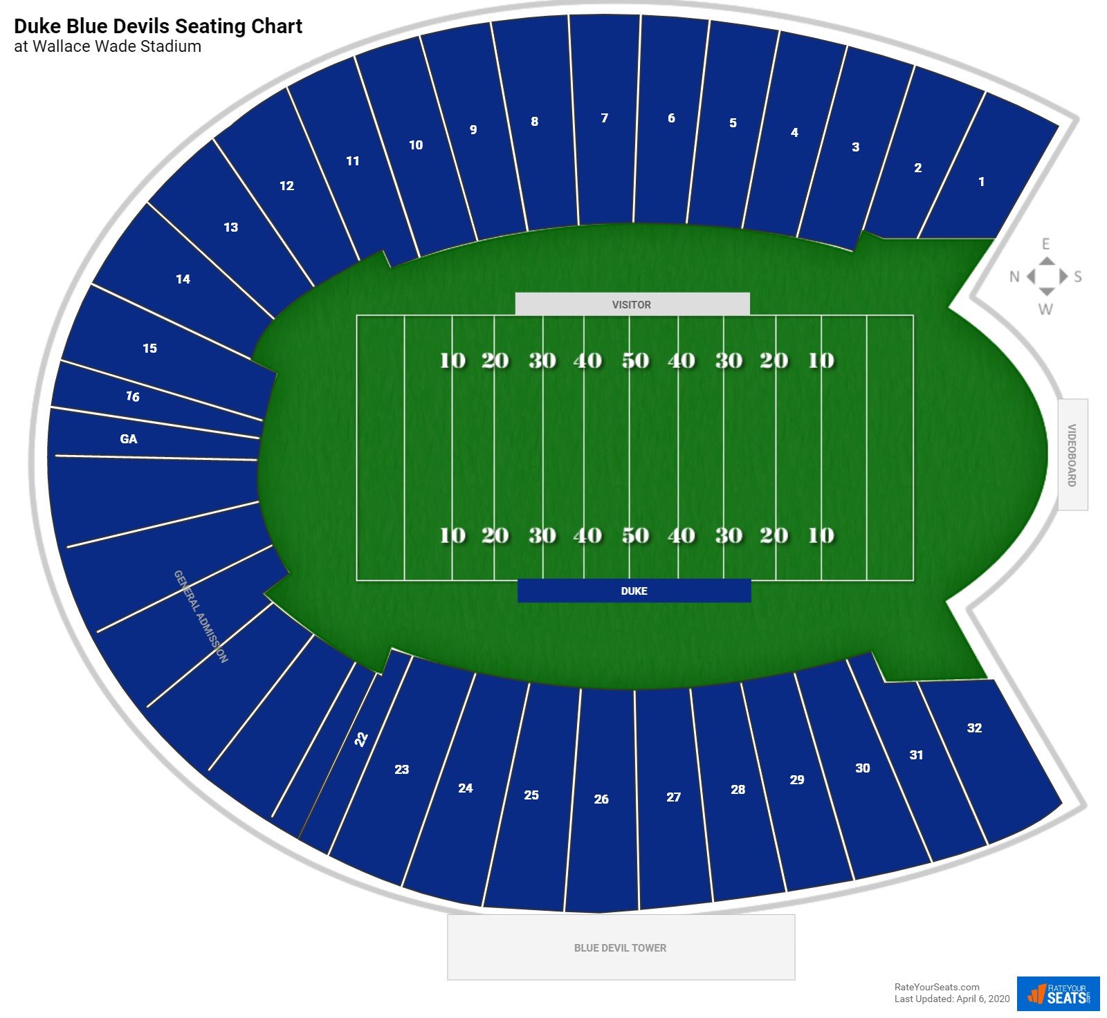 Where are general admission seats at Duke football games