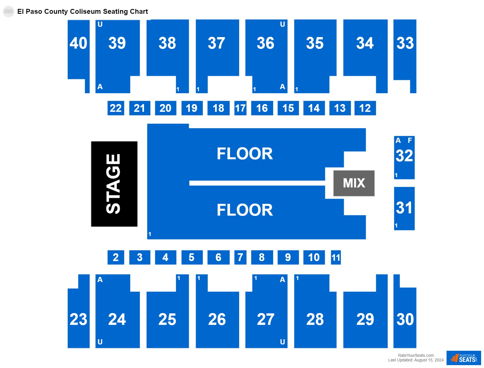 Comedy seating chart at El Paso County Coliseum