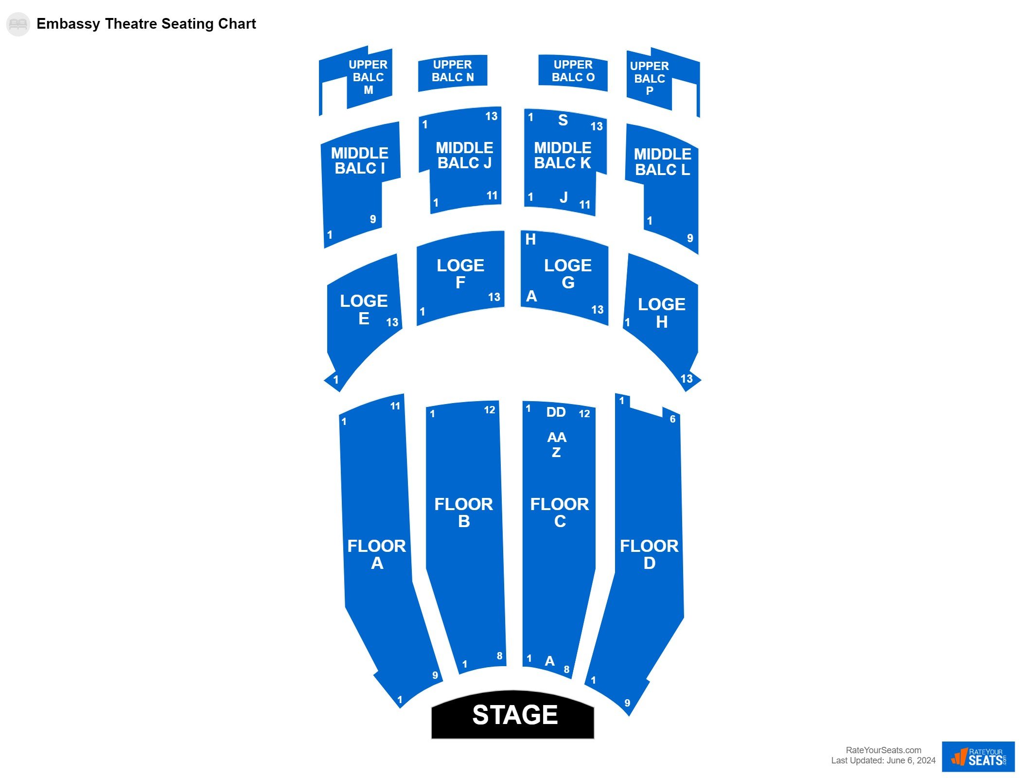 Comedy seating chart at Embassy Theatre - Fort Wayne