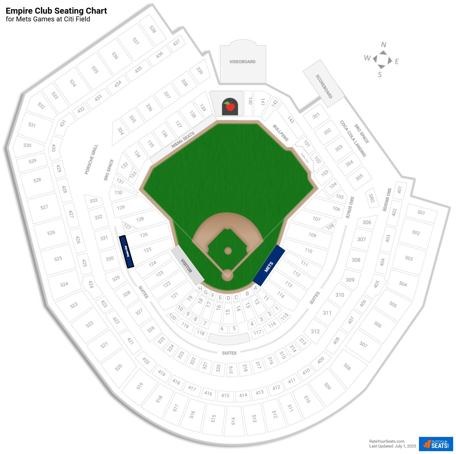click to enlarge Mets Empire Club Seating Chart at Citi Field