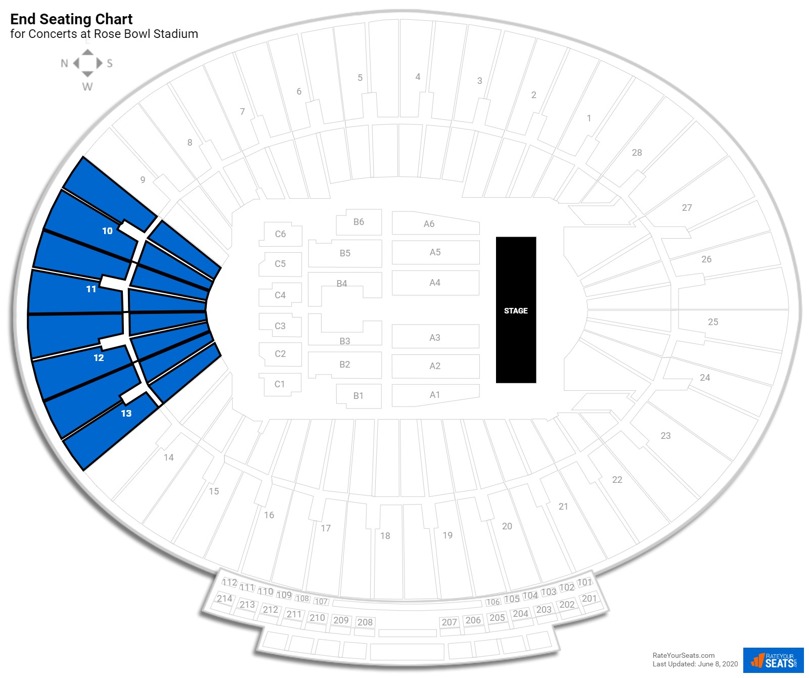 Rose Bowl Stadium Seating for Concerts