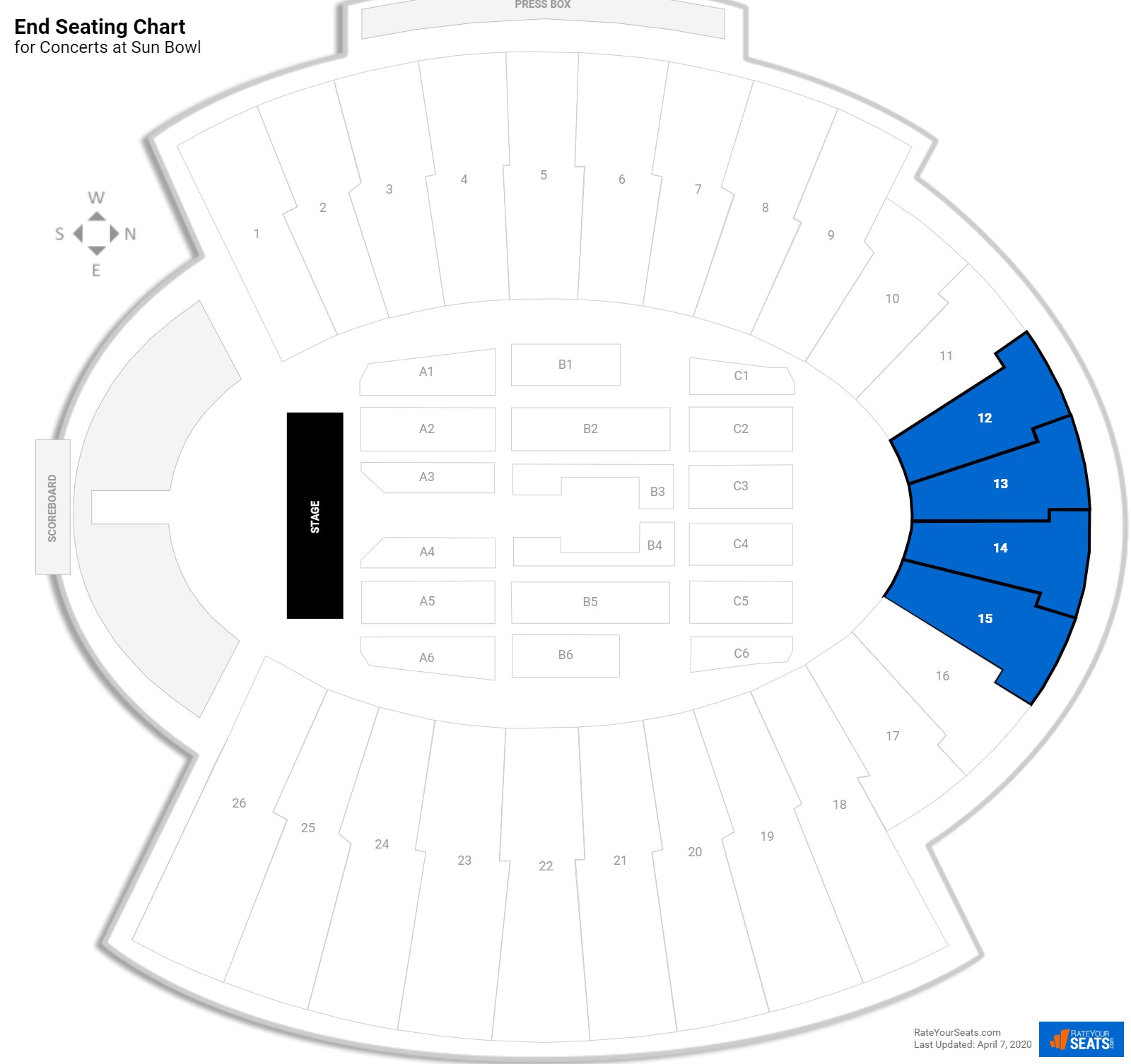 Sun Bowl Seating for Concerts