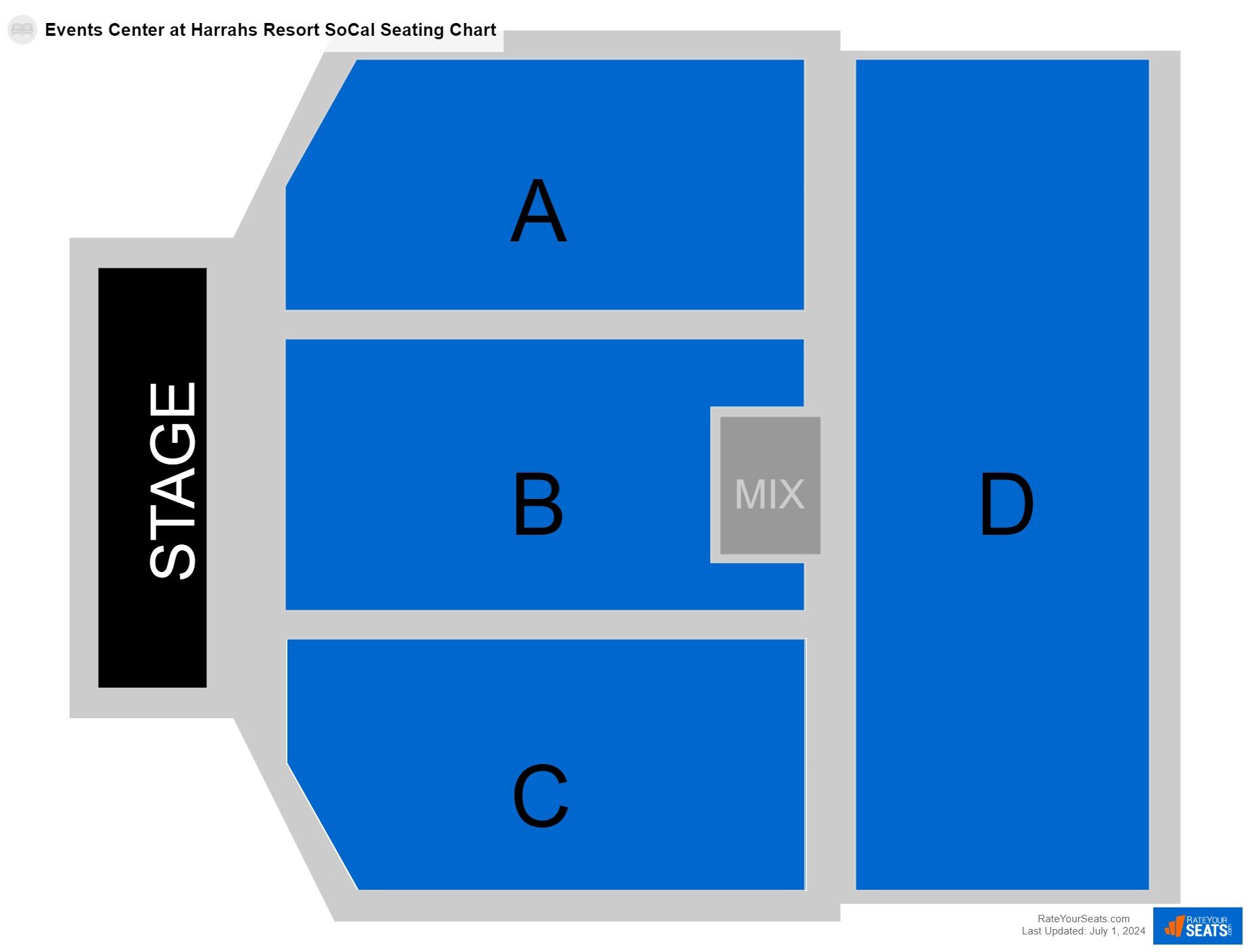 Concert seating chart at Events Center at Harrahs Resort SoCal