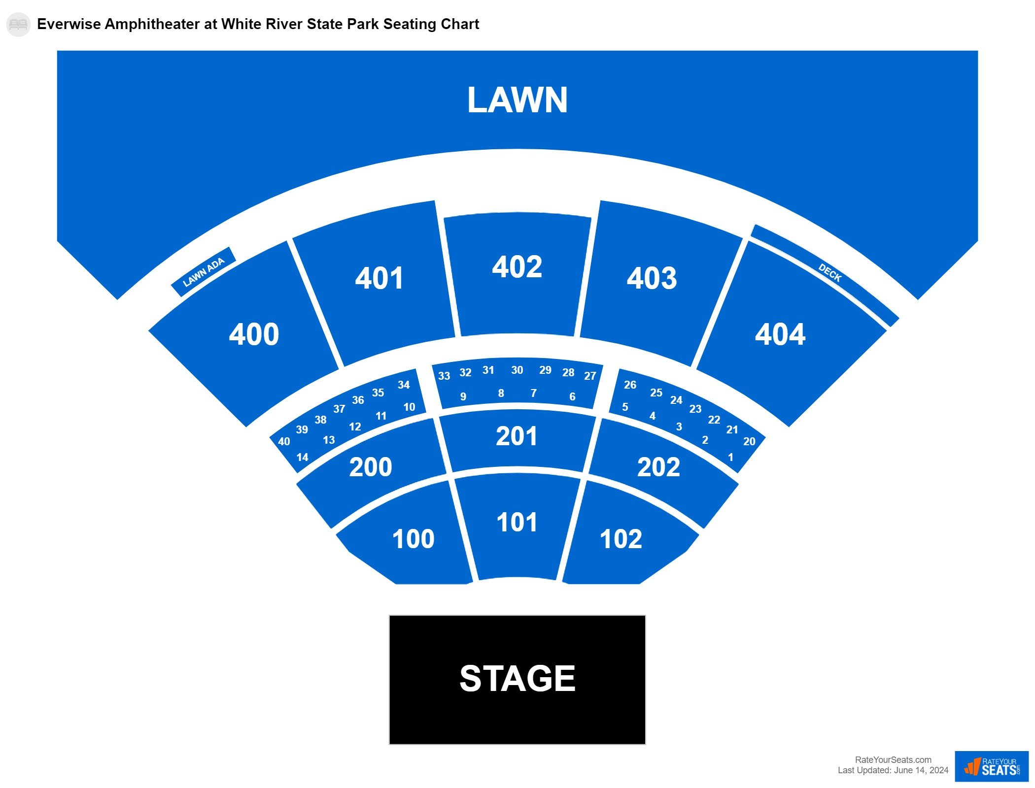 Concert seating chart at Everwise Amphitheater at White River State Park