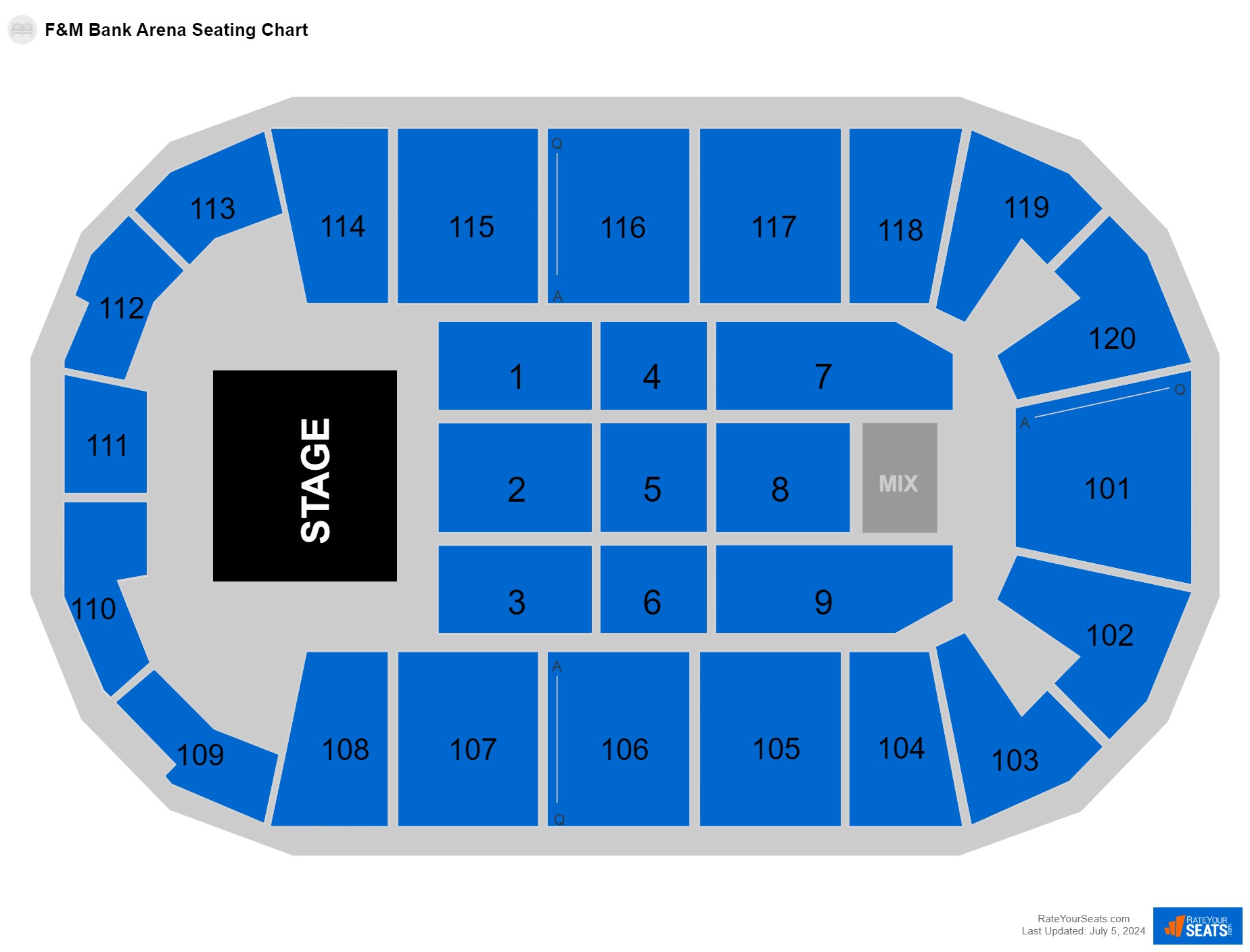 Concert seating chart at F&M Bank Arena