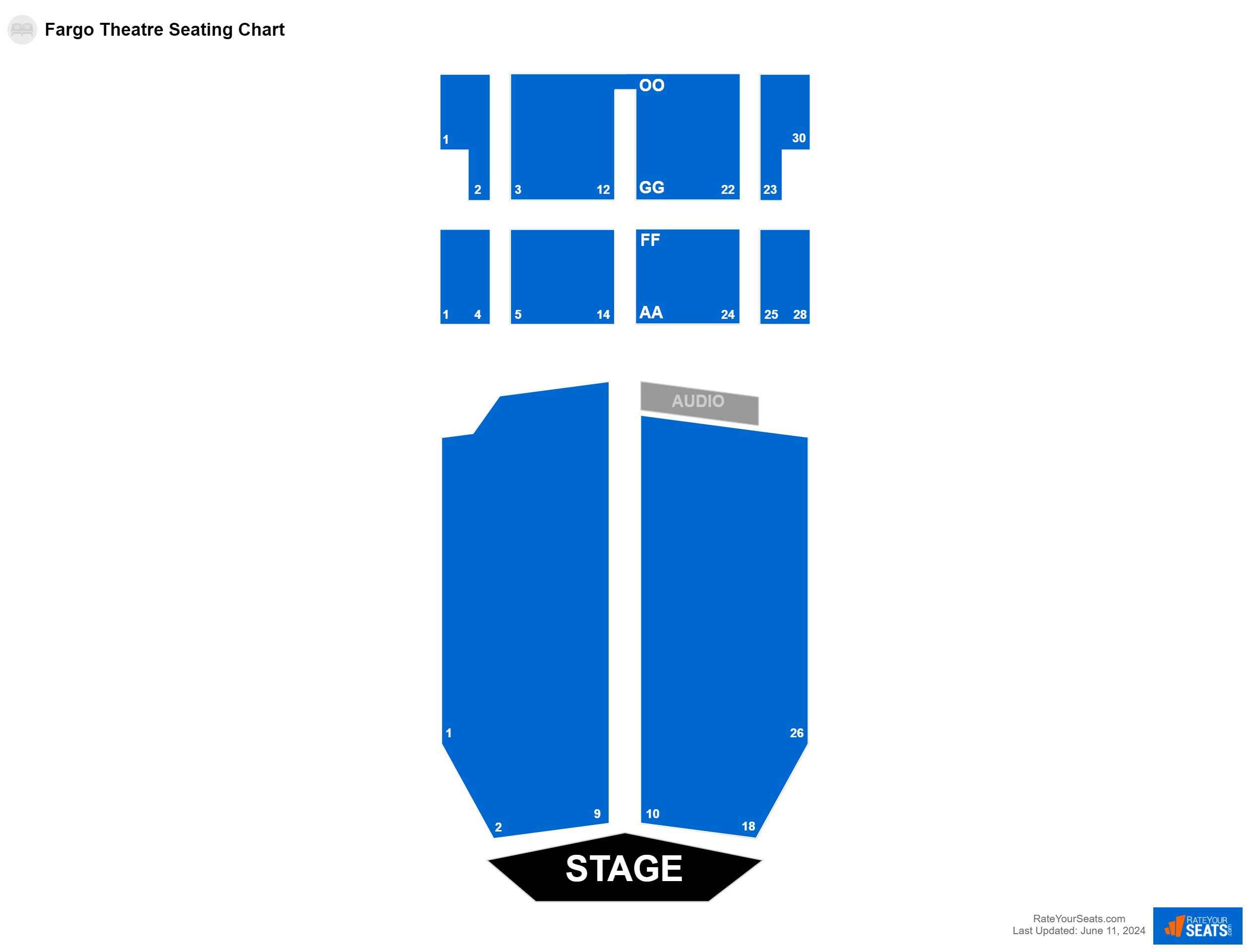 Comedy seating chart at Fargo Theatre