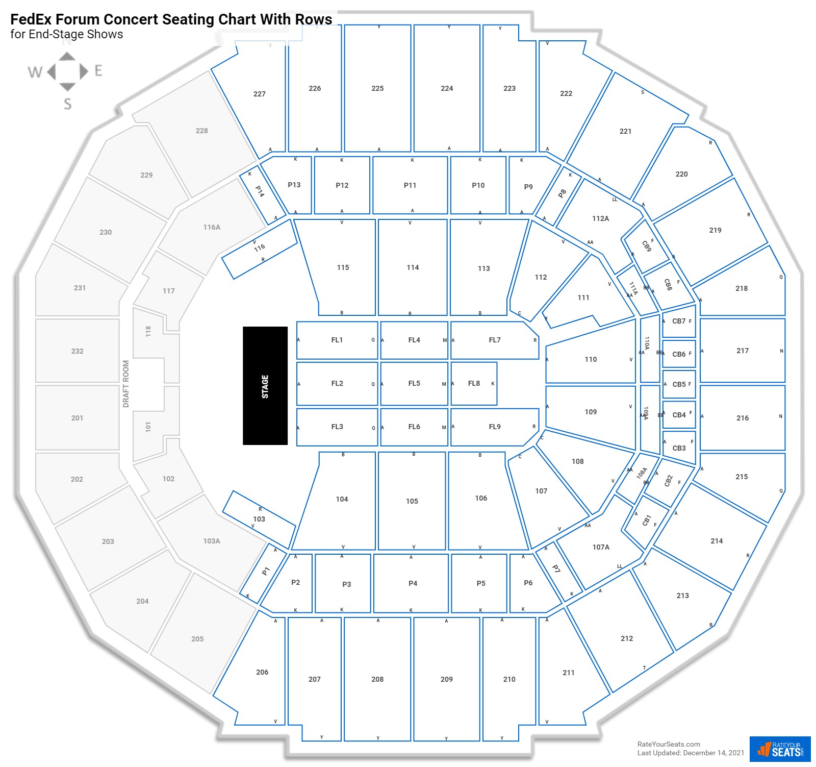 FedExForum Seating Chart With Seat Numbers