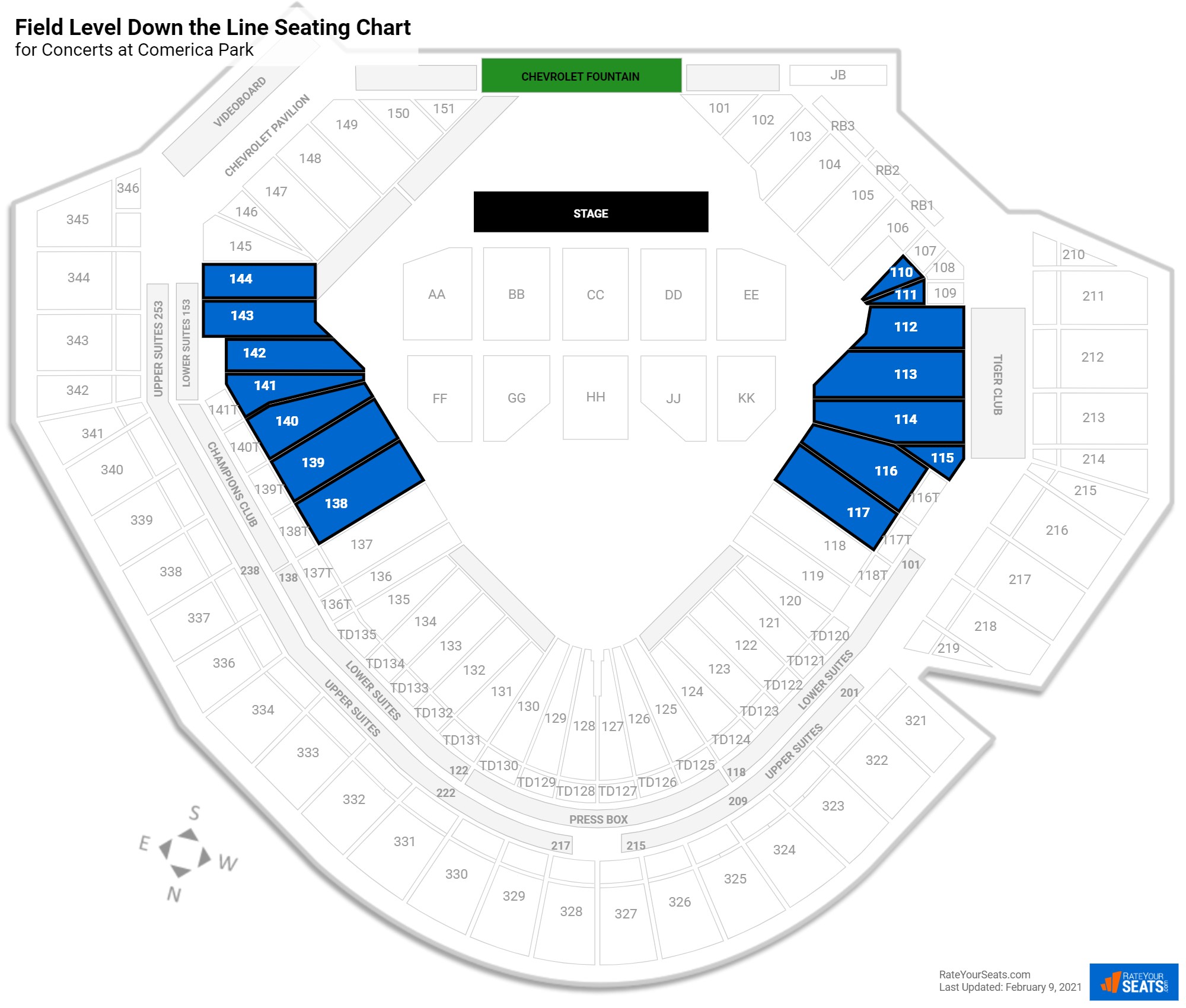 Comerica Park Seating for Concerts - RateYourSeats.com