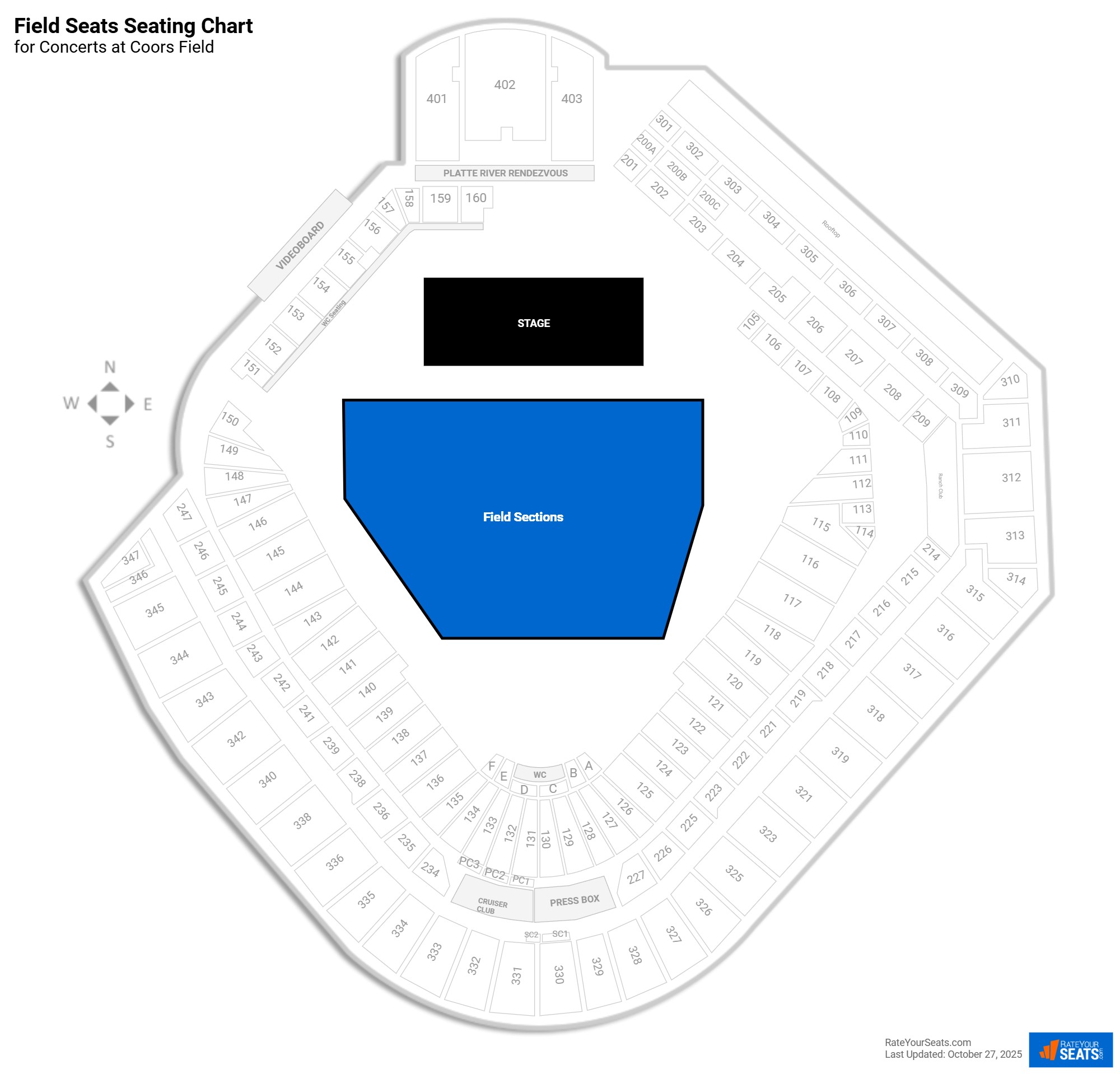 click to enlarge Concert Field Seats Seating Chart at Coors Field