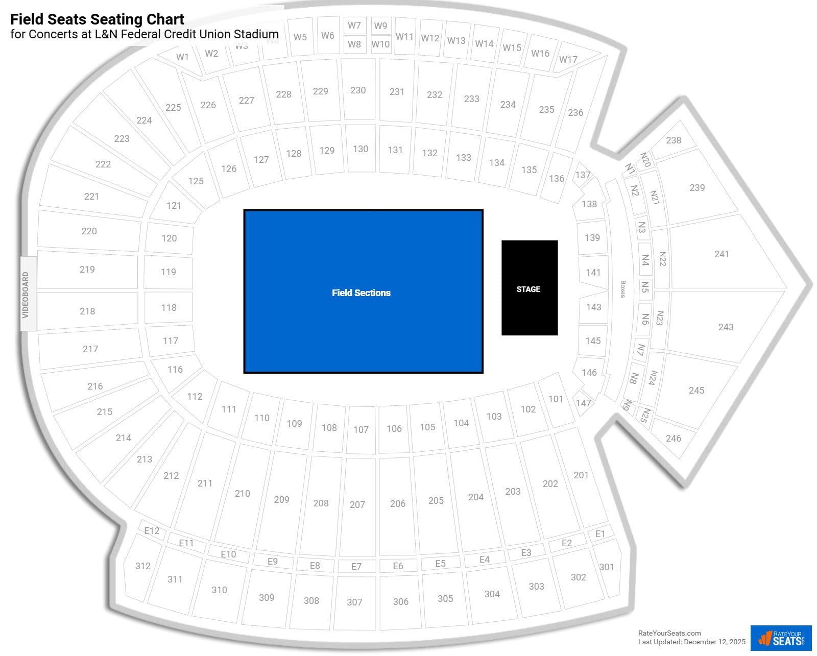 click to enlarge Concert Field Seats Seating Chart at L&N Federal Credit Union Stadium