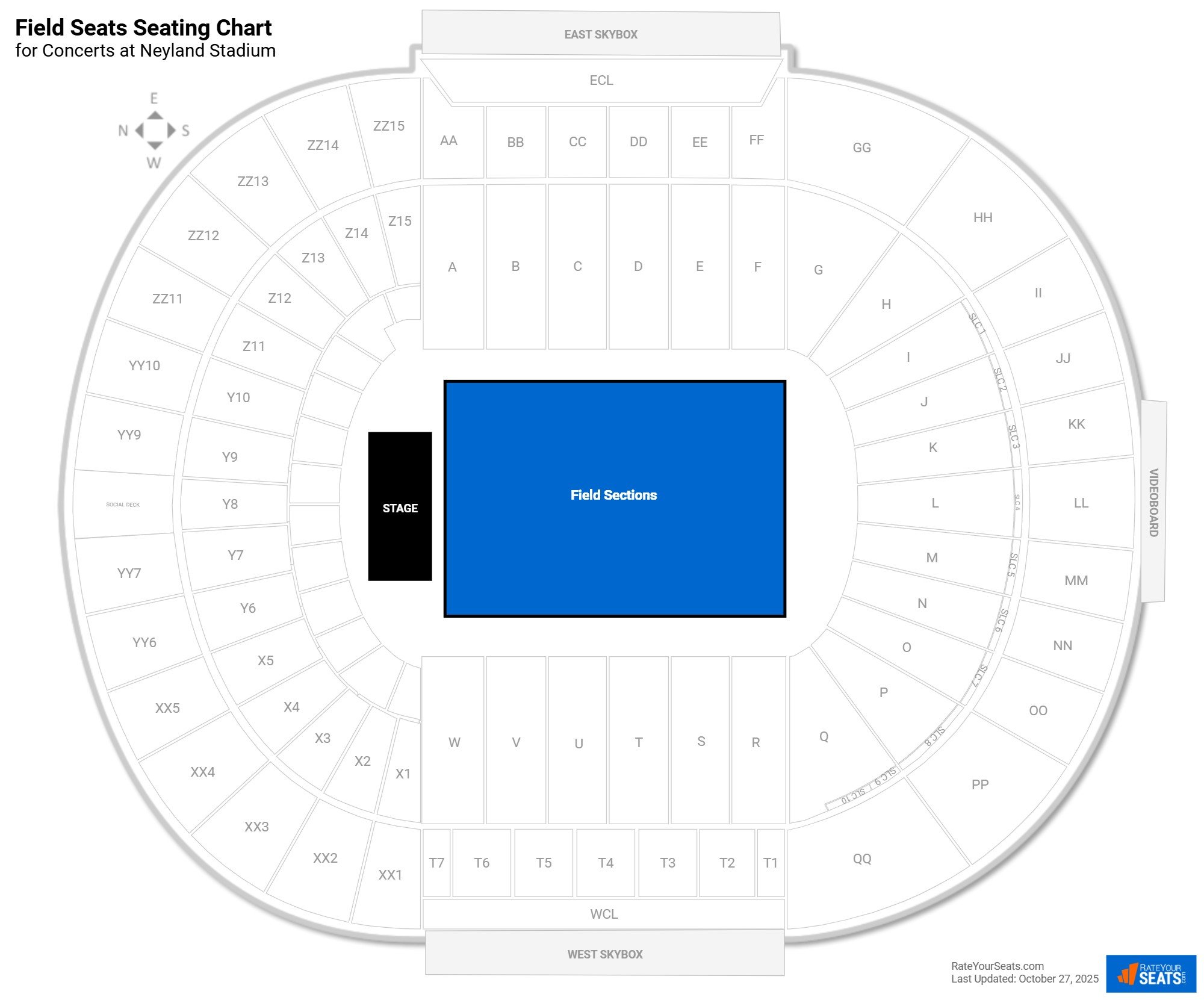 click to enlarge Concert Field Seats Seating Chart at Neyland Stadium
