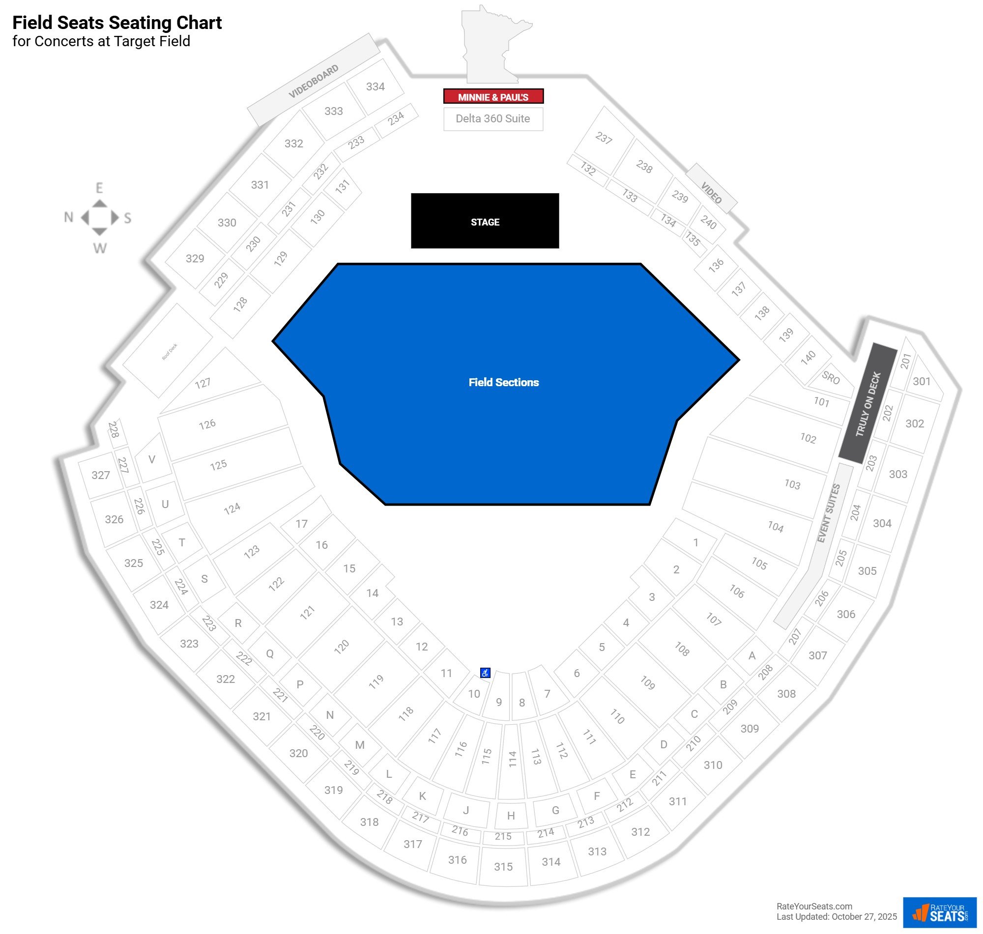 click to enlarge Concert Field Seats Seating Chart at Target Field