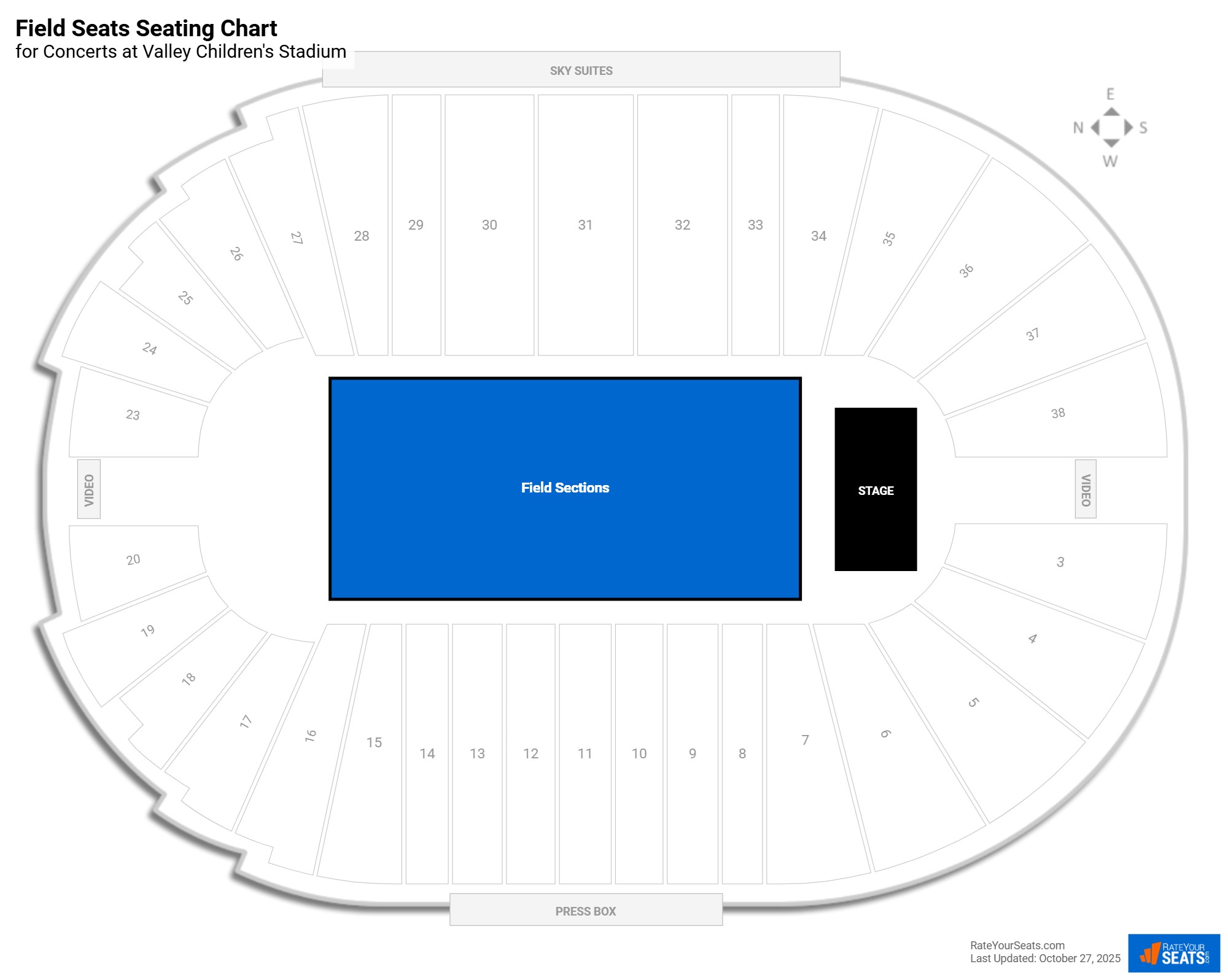 click to enlarge Concert Field Seats Seating Chart at Valley Children