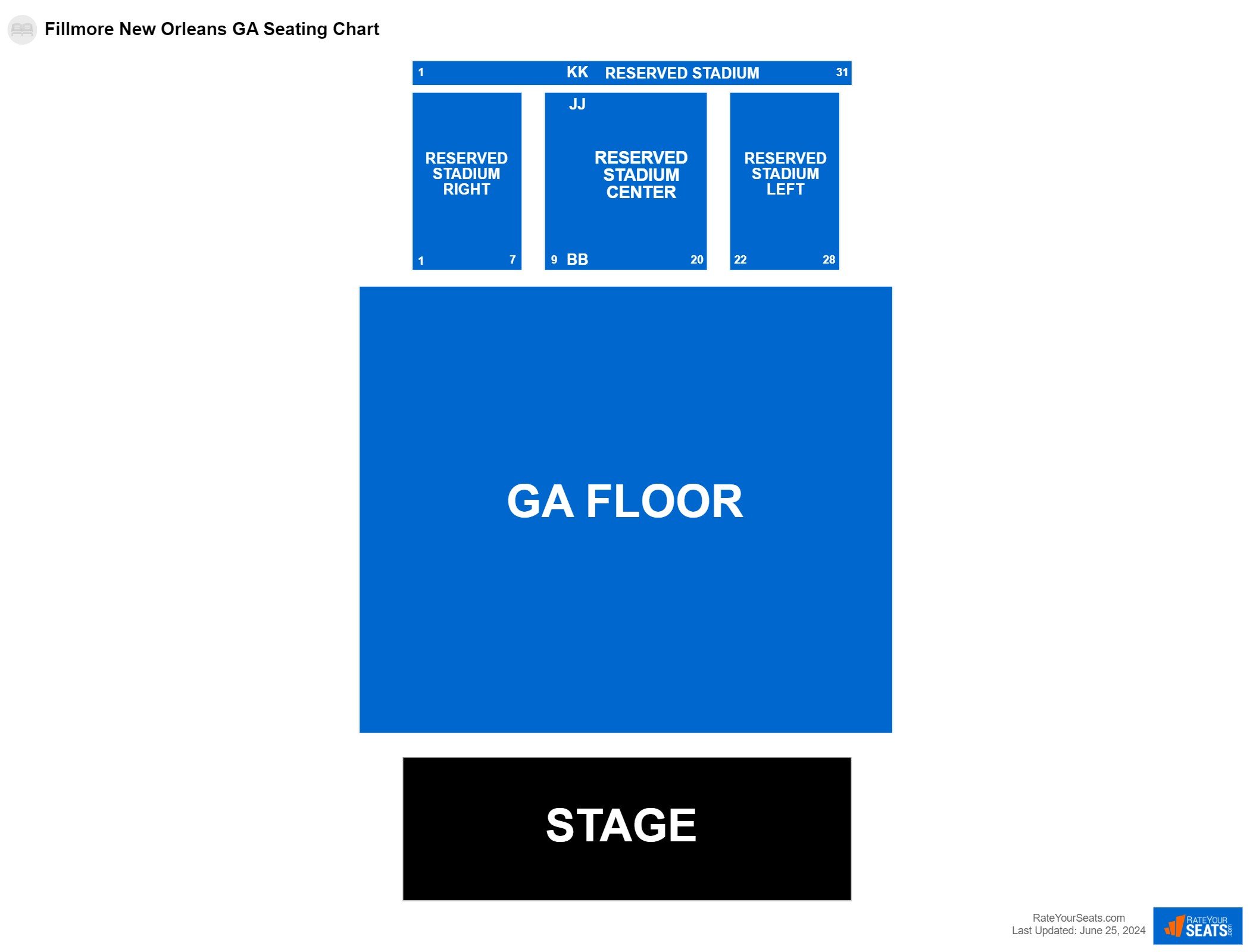 Concert seating chart at Fillmore New Orleans