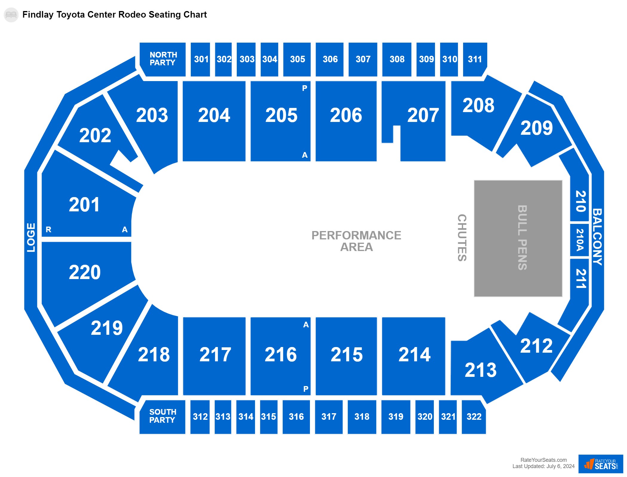 Rodeo seating chart at Findlay Toyota Center