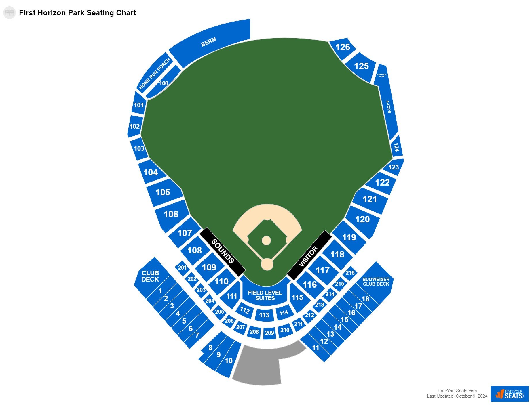 Baseball seating chart at First Horizon Park