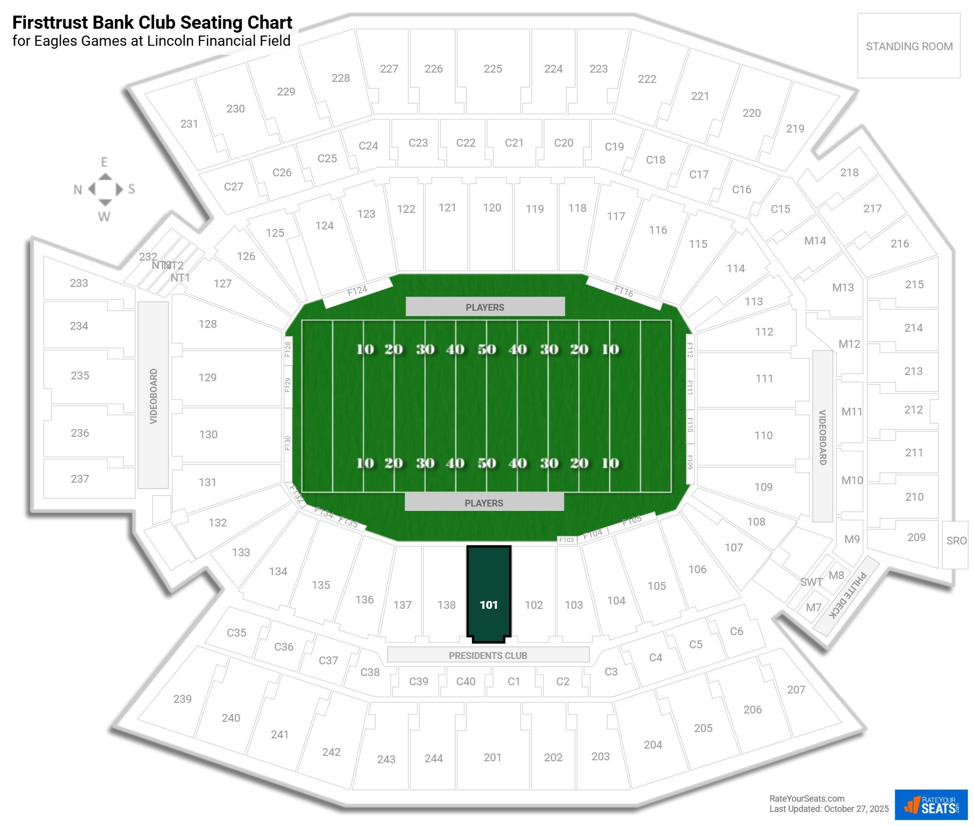 click to enlarge Eagles Firsttrust Bank Club Seating Chart at Lincoln Financial Field