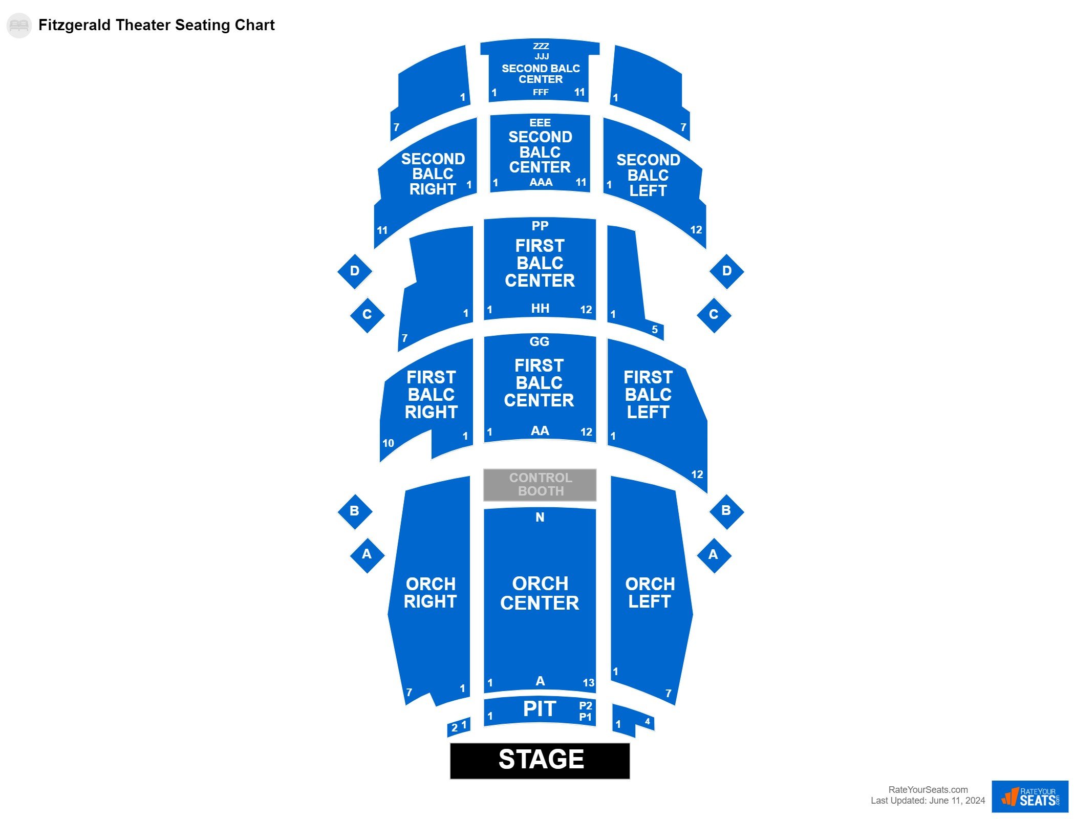 Comedy seating chart at Fitzgerald Theater