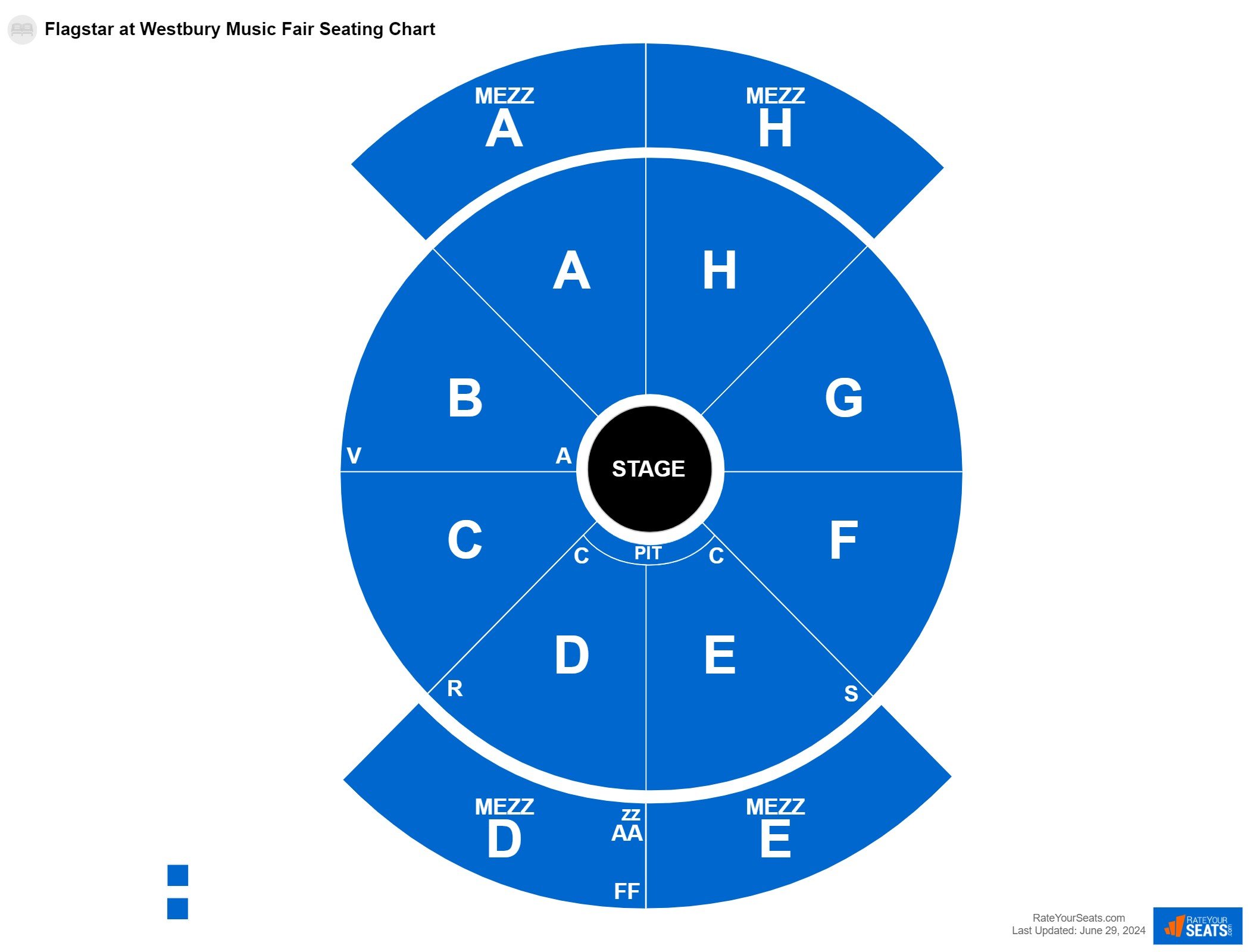 Comedy seating chart at Flagstar at Westbury Music Fair