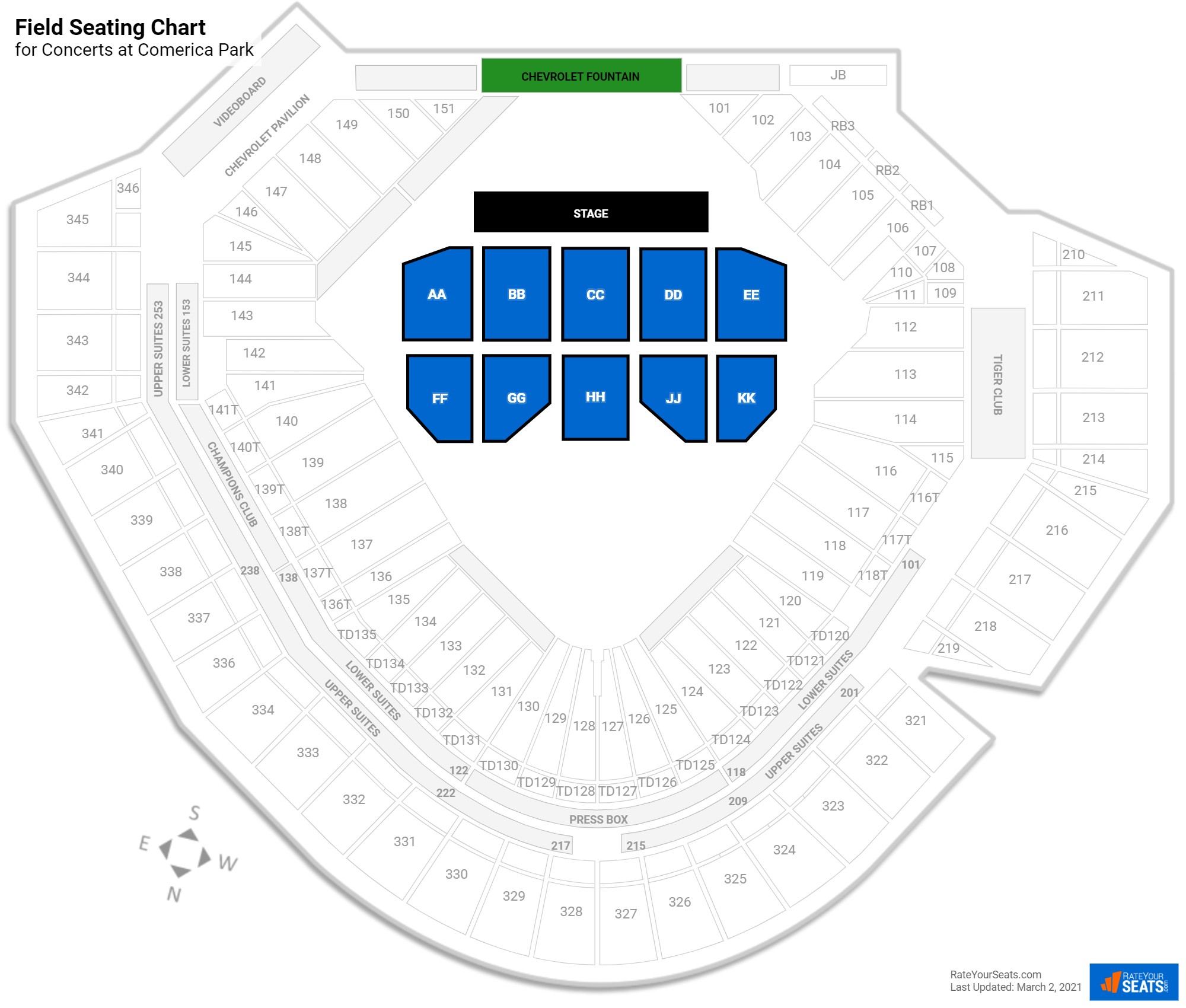 Comerica Park Seating Map