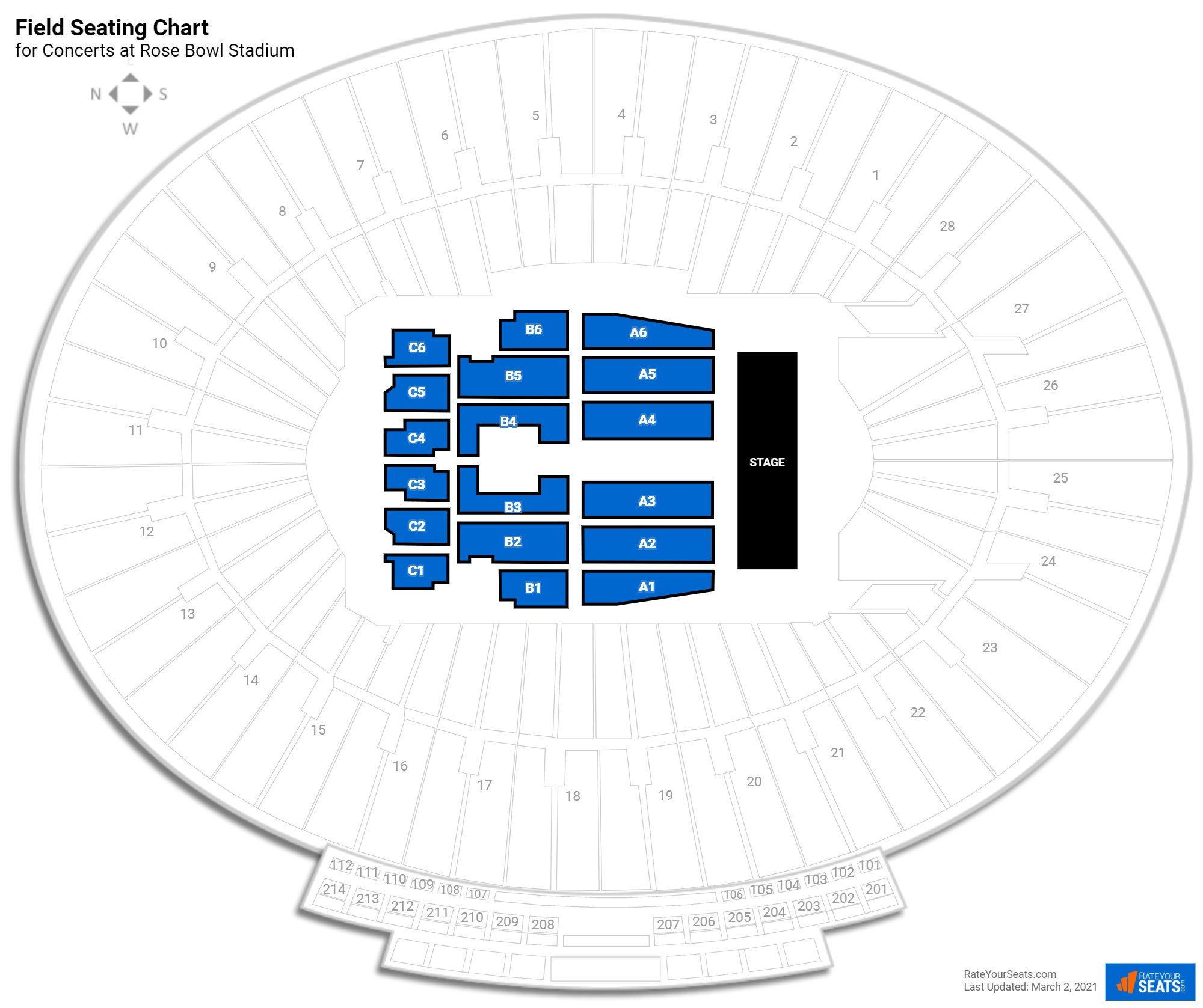 Rose Bowl Stadium Seating for Concerts