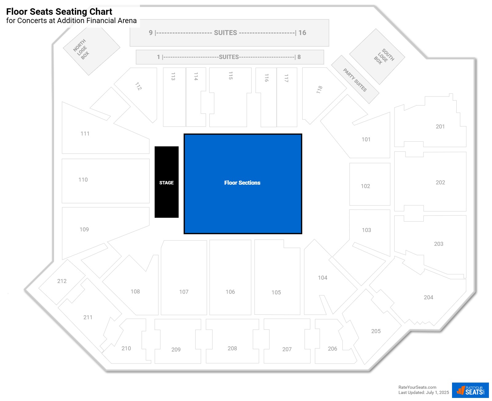 click to enlarge Concert Floor Seats Seating Chart at Addition Financial Arena