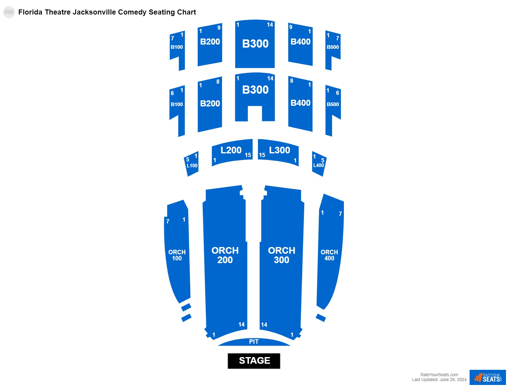 Comedy seating chart at Florida Theatre Jacksonville