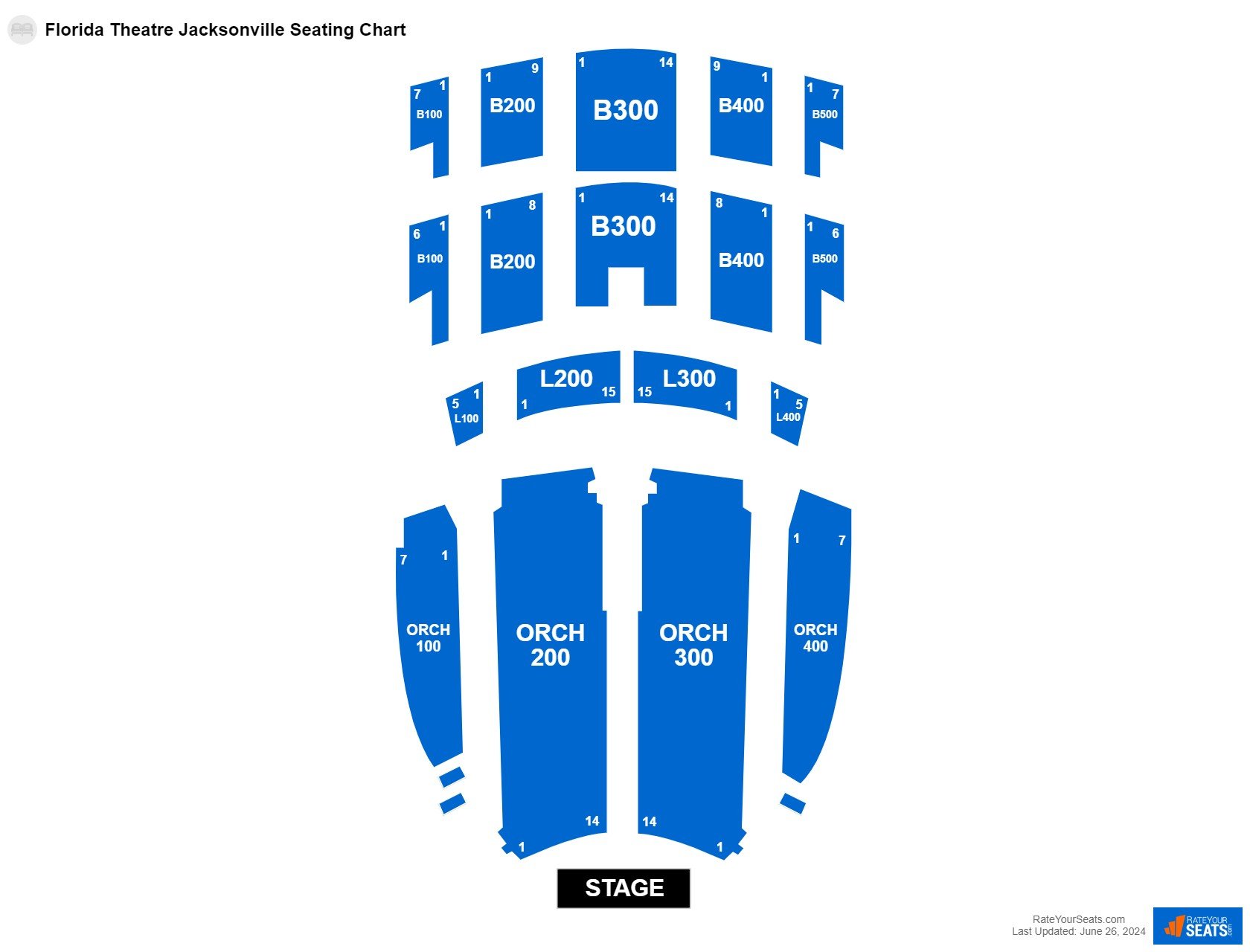 Comedy seating chart at Florida Theatre Jacksonville