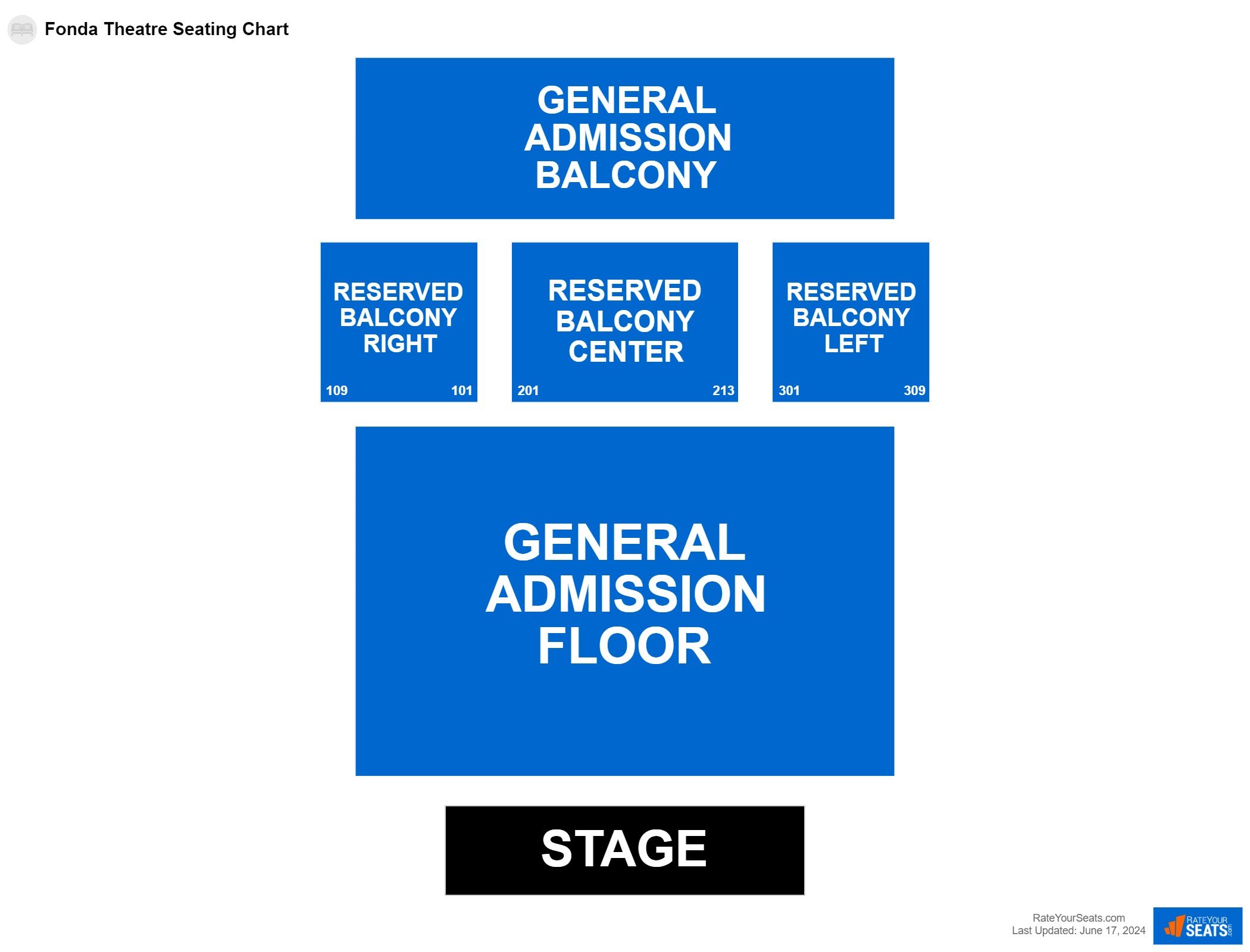 Concert seating chart at Fonda Theatre