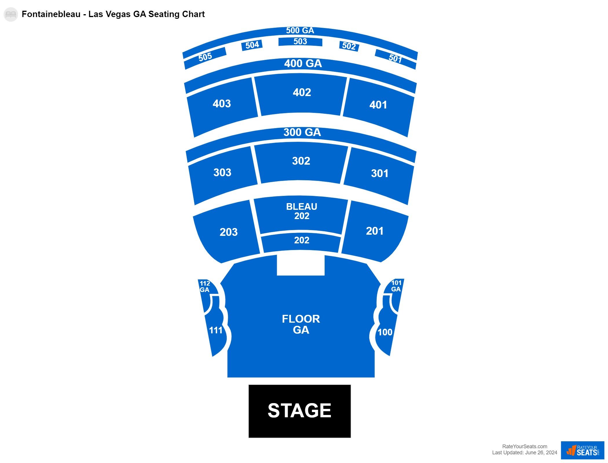 Concert seating chart at Fontainebleau Las Vegas