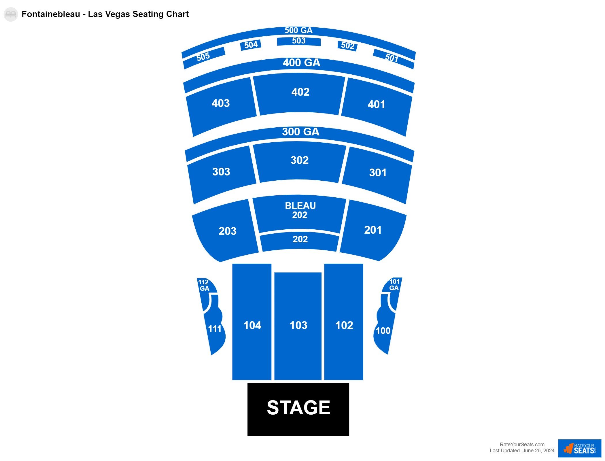 Concert seating chart at Fontainebleau Las Vegas