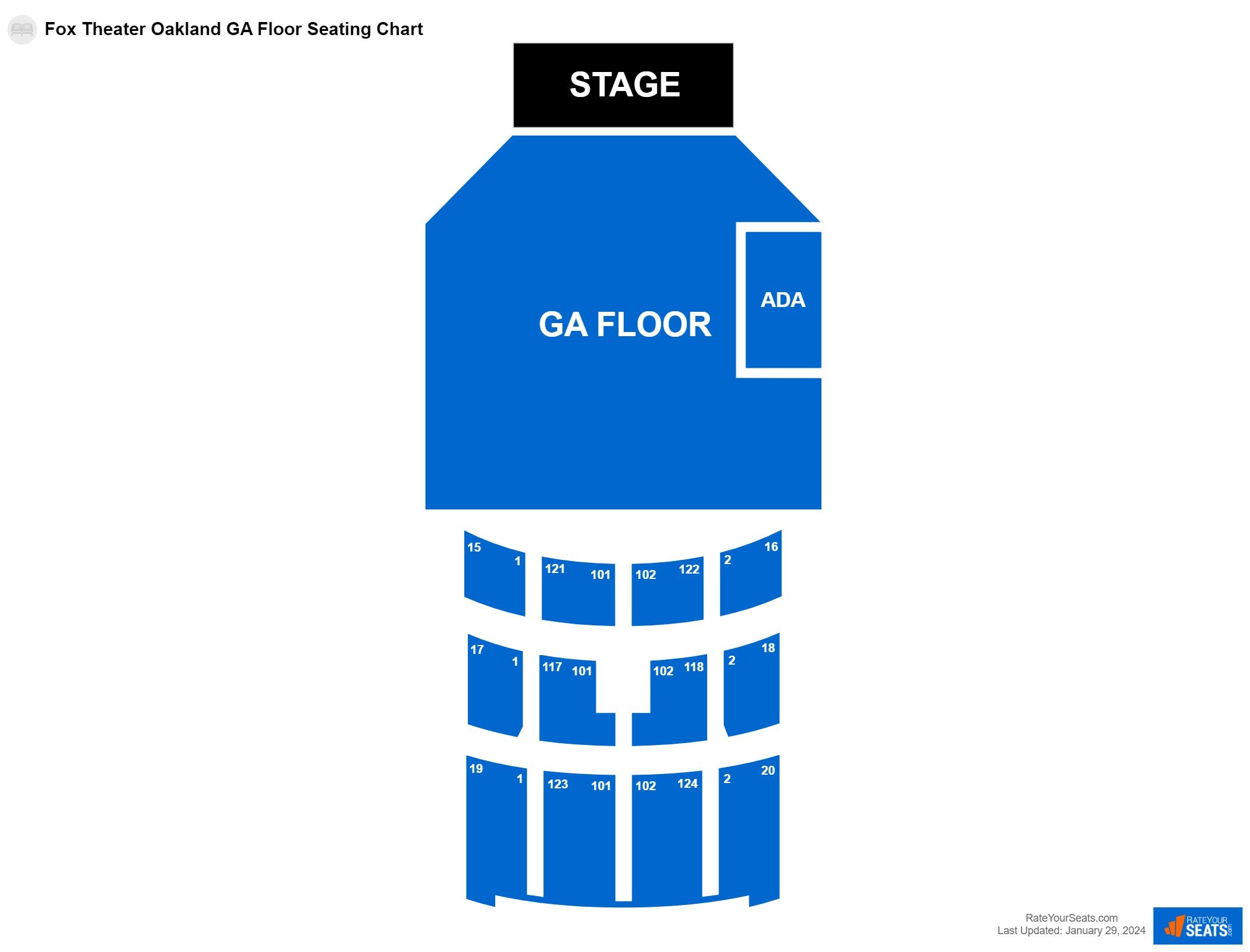 Concert seating chart at Fox Theater Oakland