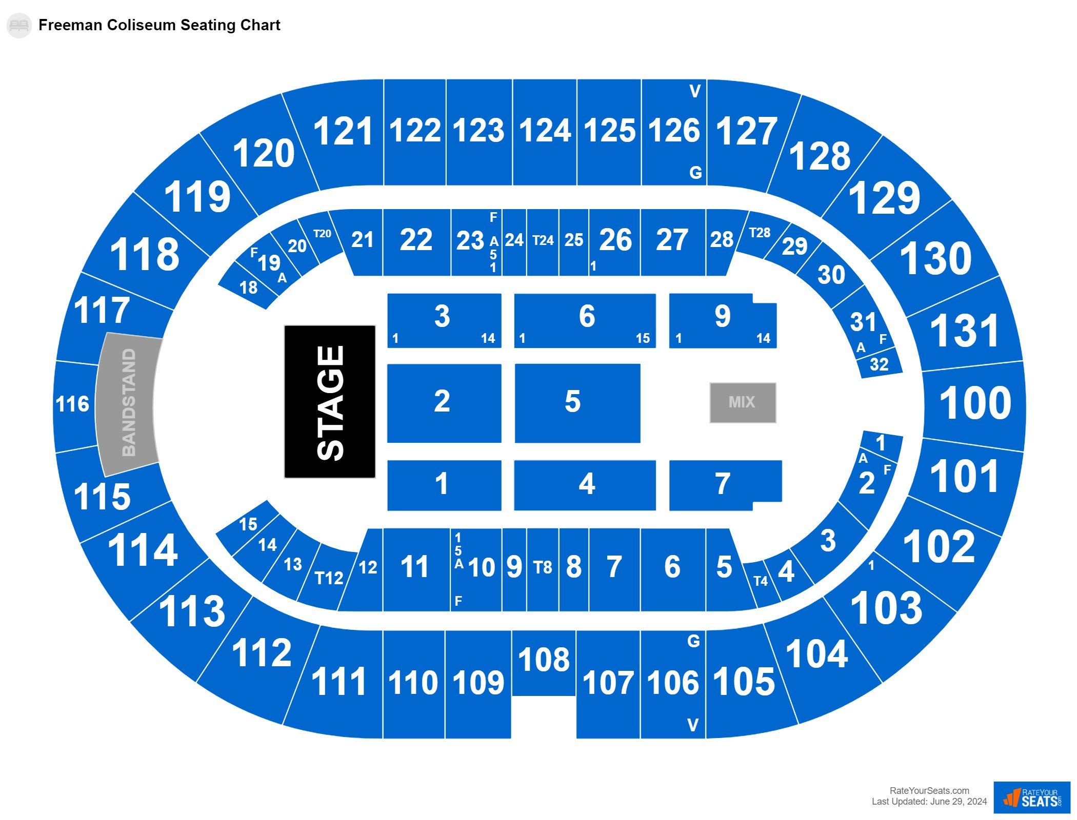 Comedy seating chart at Freeman Coliseum