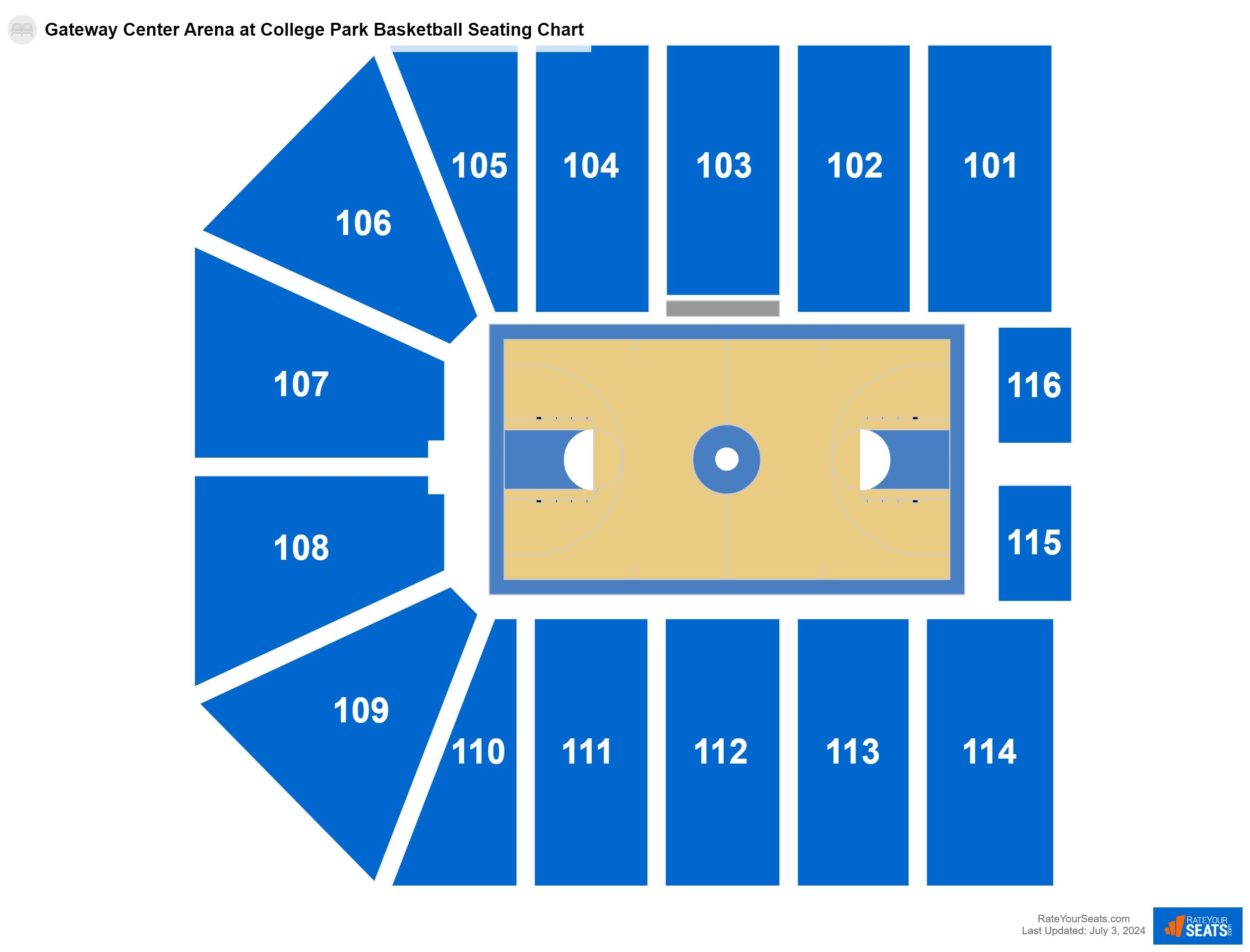 Basketball seating chart at Gateway Center Arena at College Park