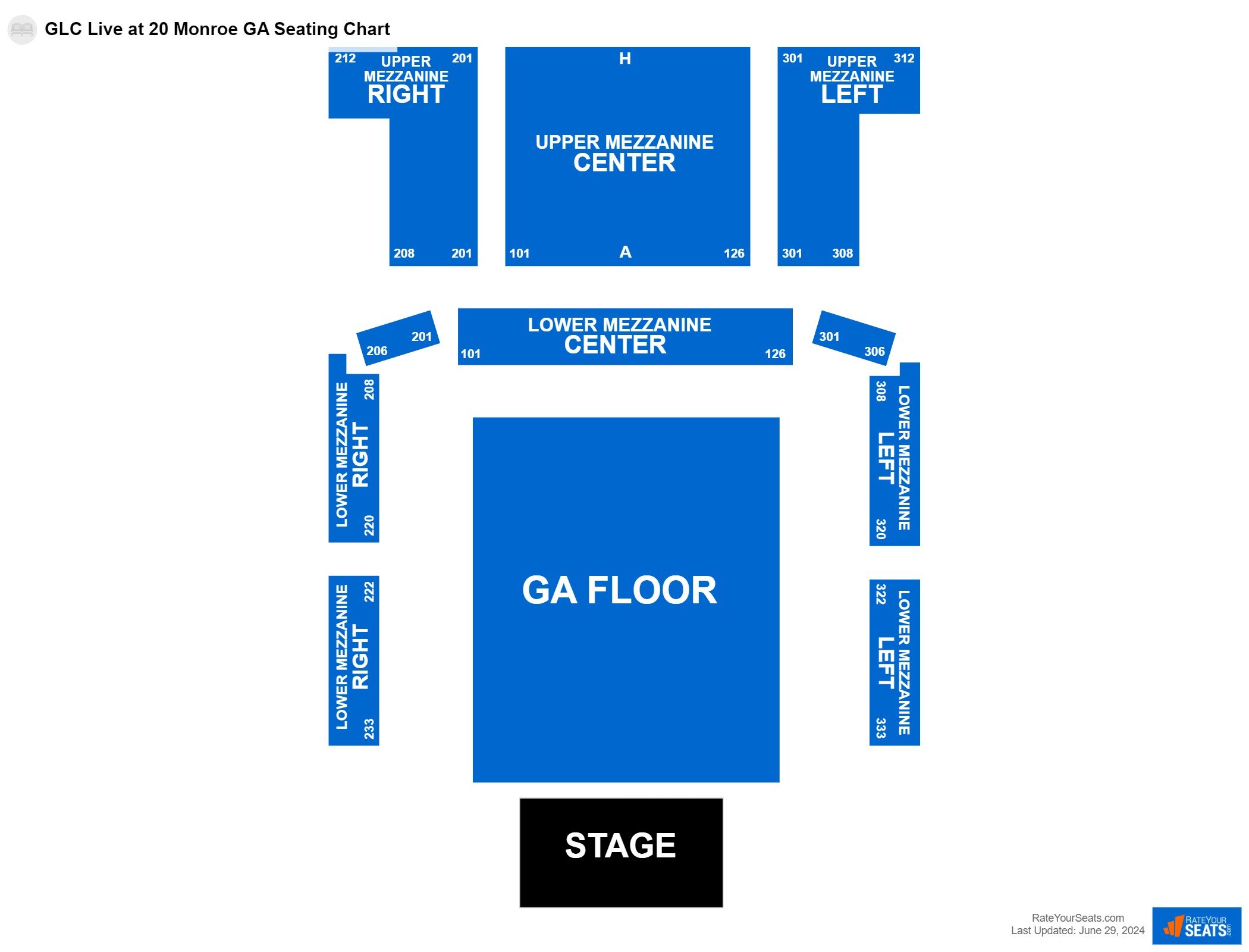 Concert seating chart at GLC Live at 20 Monroe