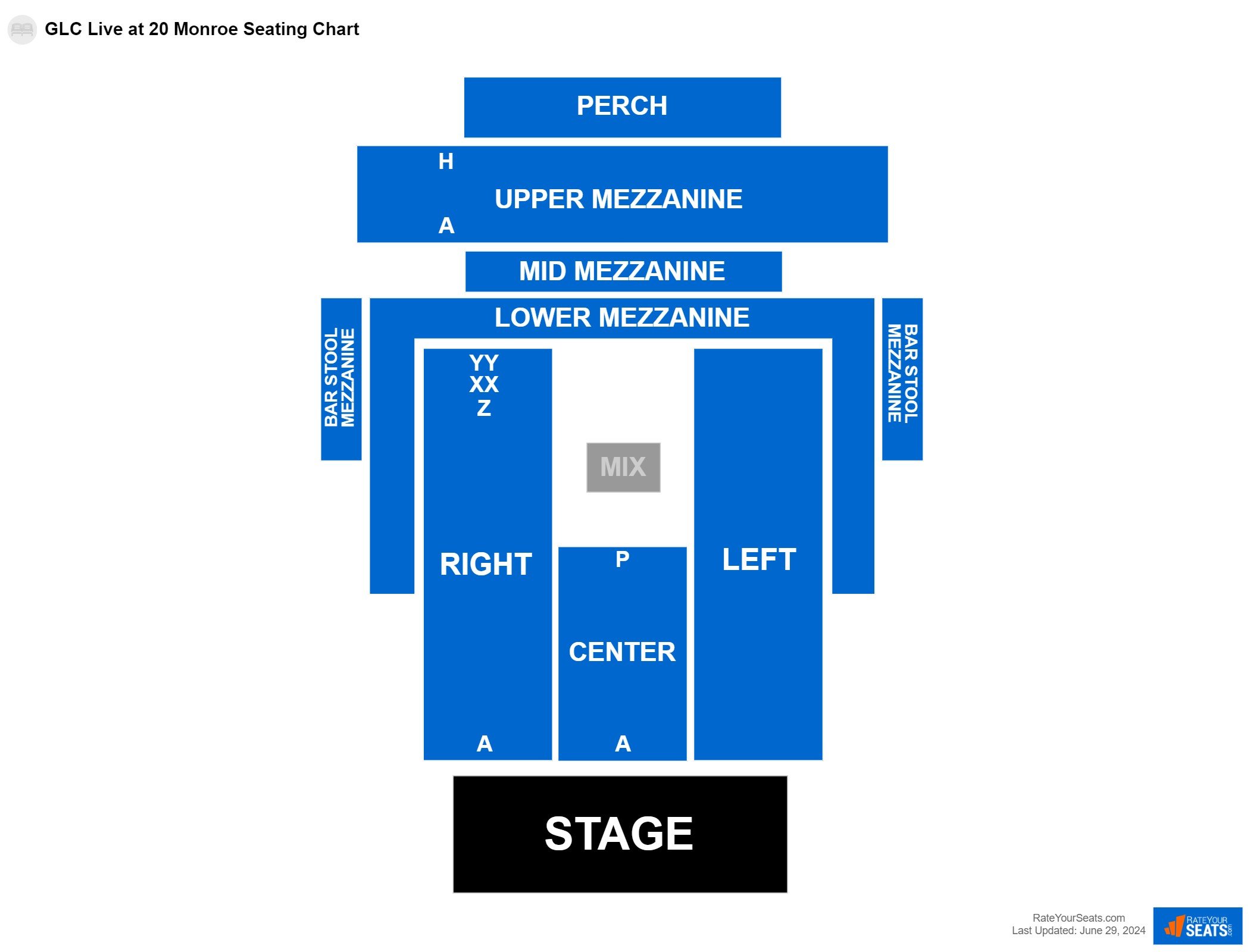 Comedy seating chart at GLC Live at 20 Monroe